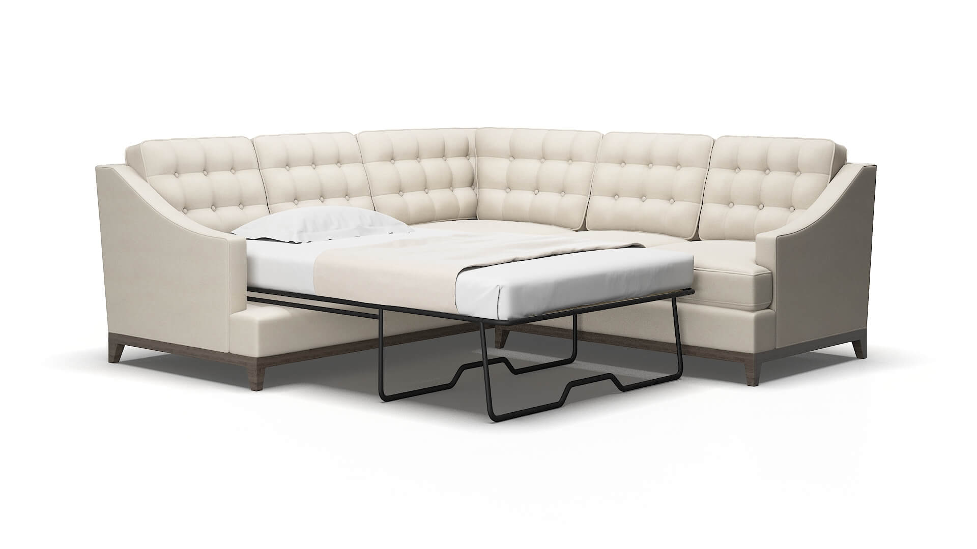 Geneva Malibu linen Sectional sleeper Espresso Legs  2