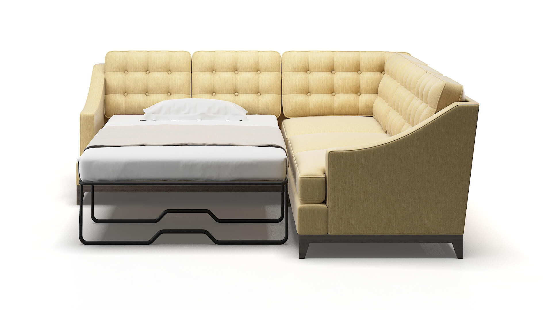 Geneva Malibu Maize Sectional Sleeper Espresso legs 1