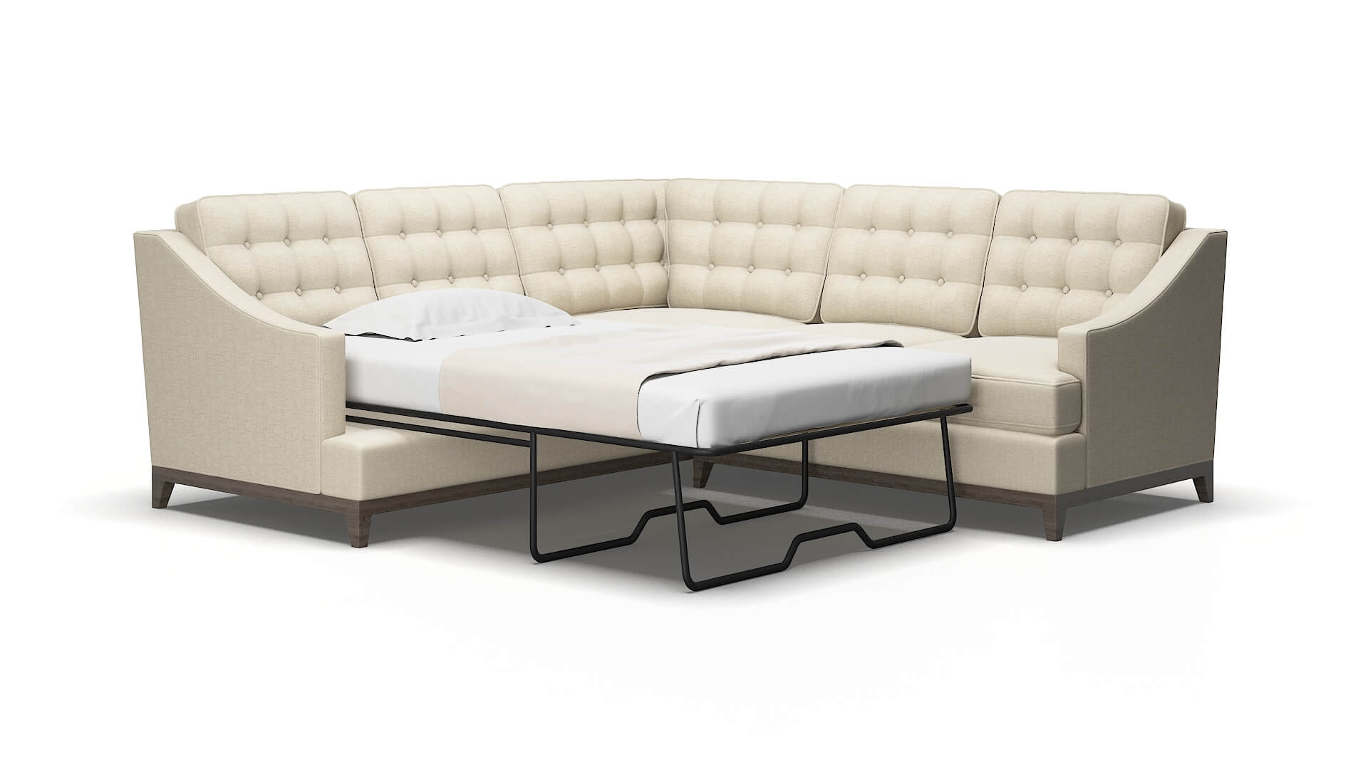 Geneva Malibu sand Sectional sleeper Espresso Legs  2