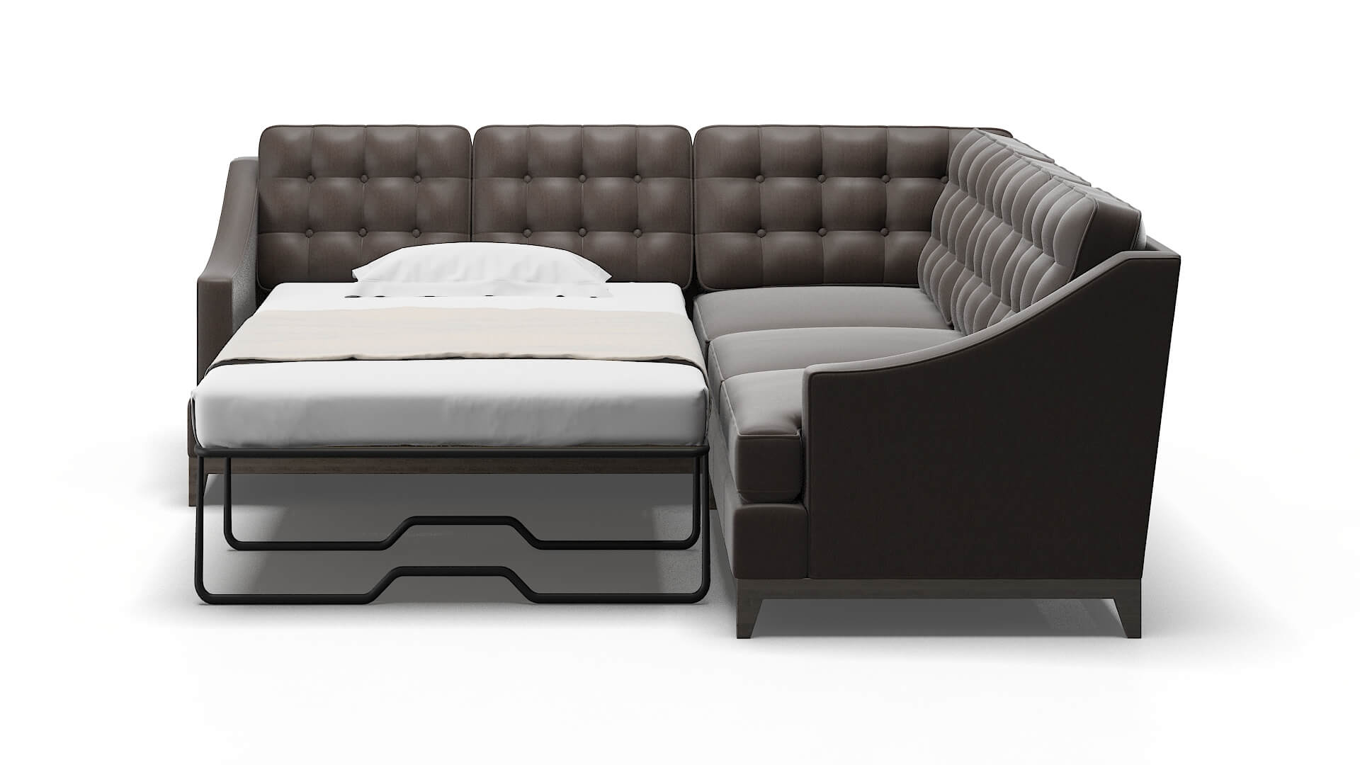 Geneva Naples Graphite Sectional Sleeper Espresso legs 1