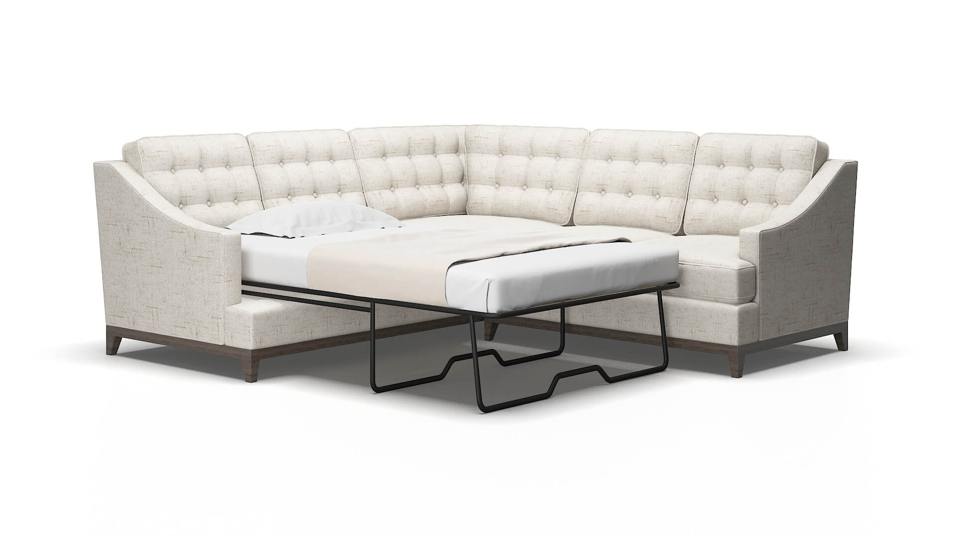 Geneva Oceanside Natural Sectional Sleeper Espresso legs 2