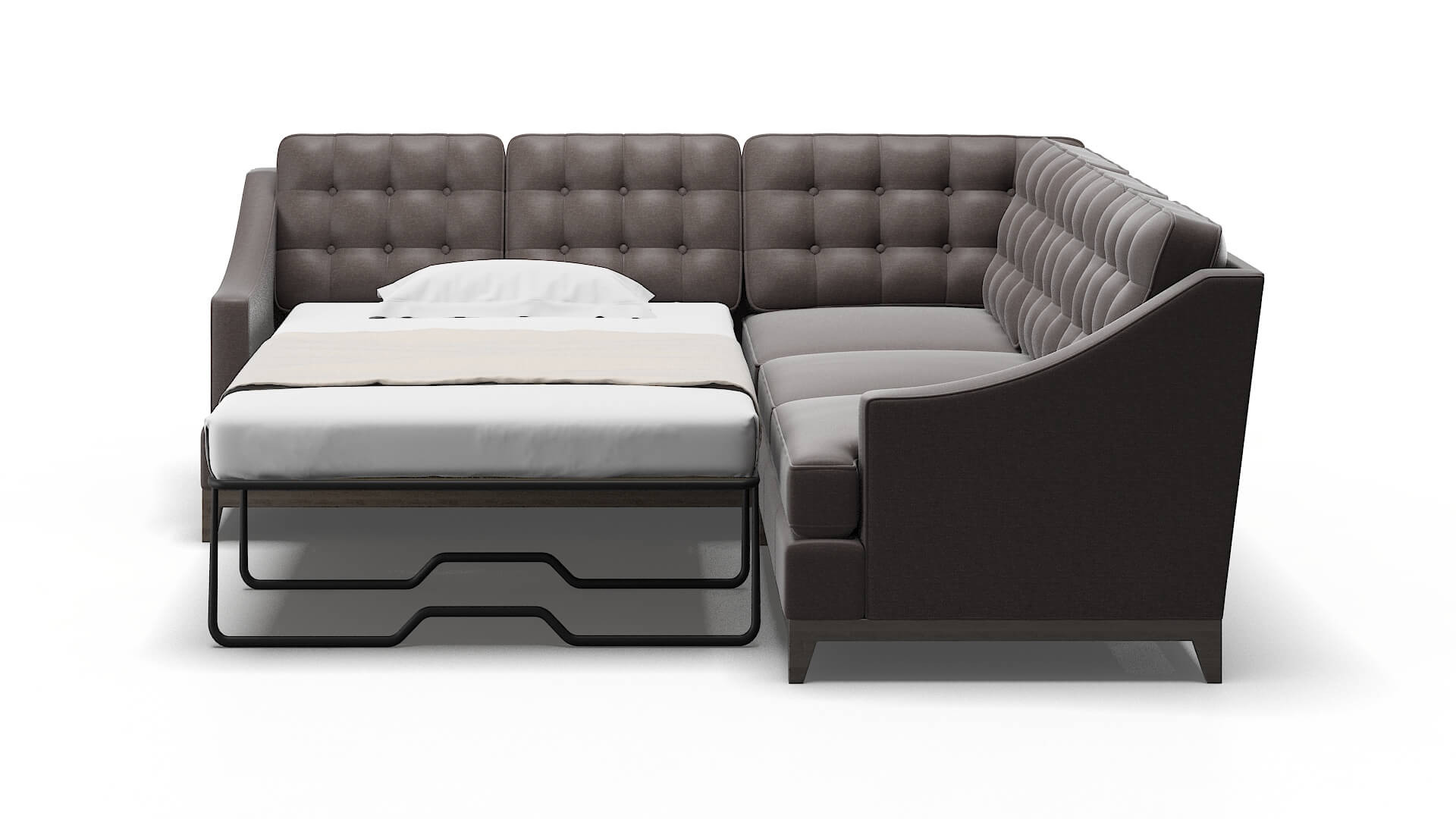 Geneva Oscar Chocolate Sectional Sleeper Espresso legs 1