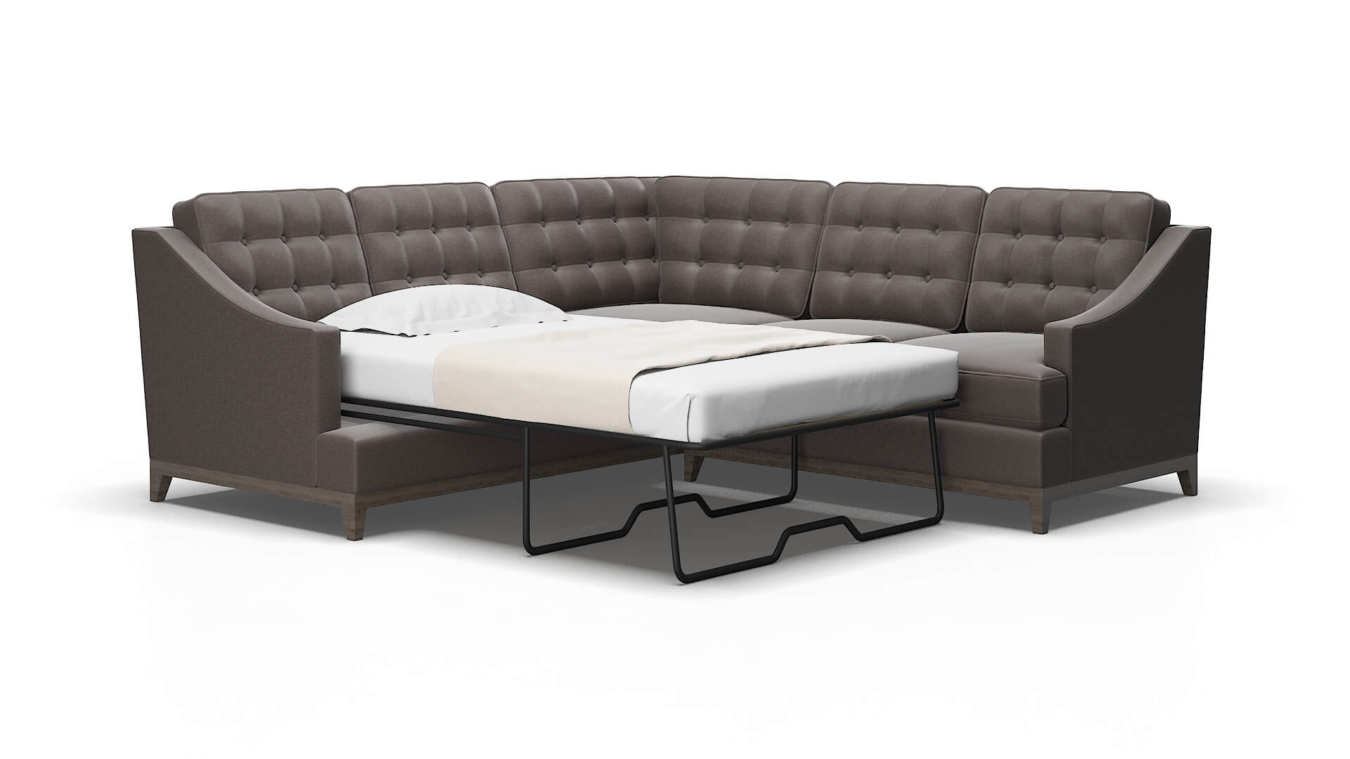 Geneva Oscar Chocolate Sectional Sleeper Espresso legs 2