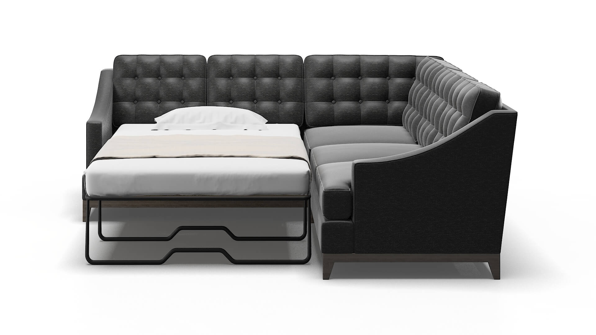 Geneva Phoenix Charcoal Sectional Sleeper Espresso legs 1