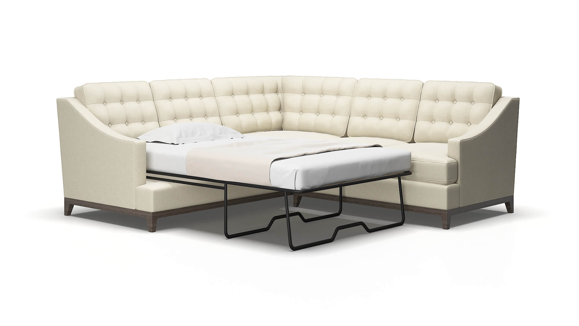 Geneva Phoenix ivory Sectional sleeper Espresso Legs  2