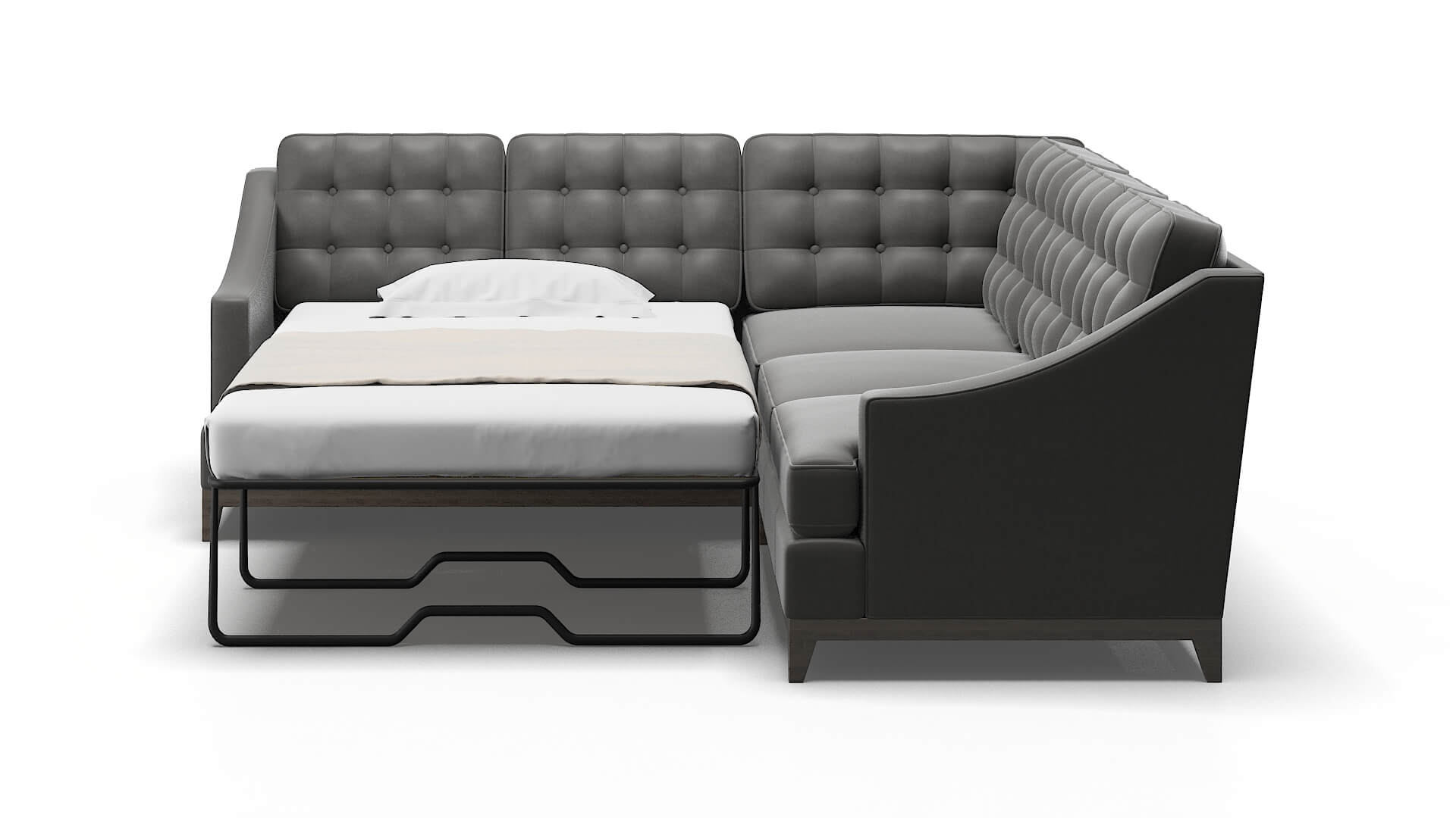 Geneva Rocket Charcoal Sectional Sleeper Espresso legs 1