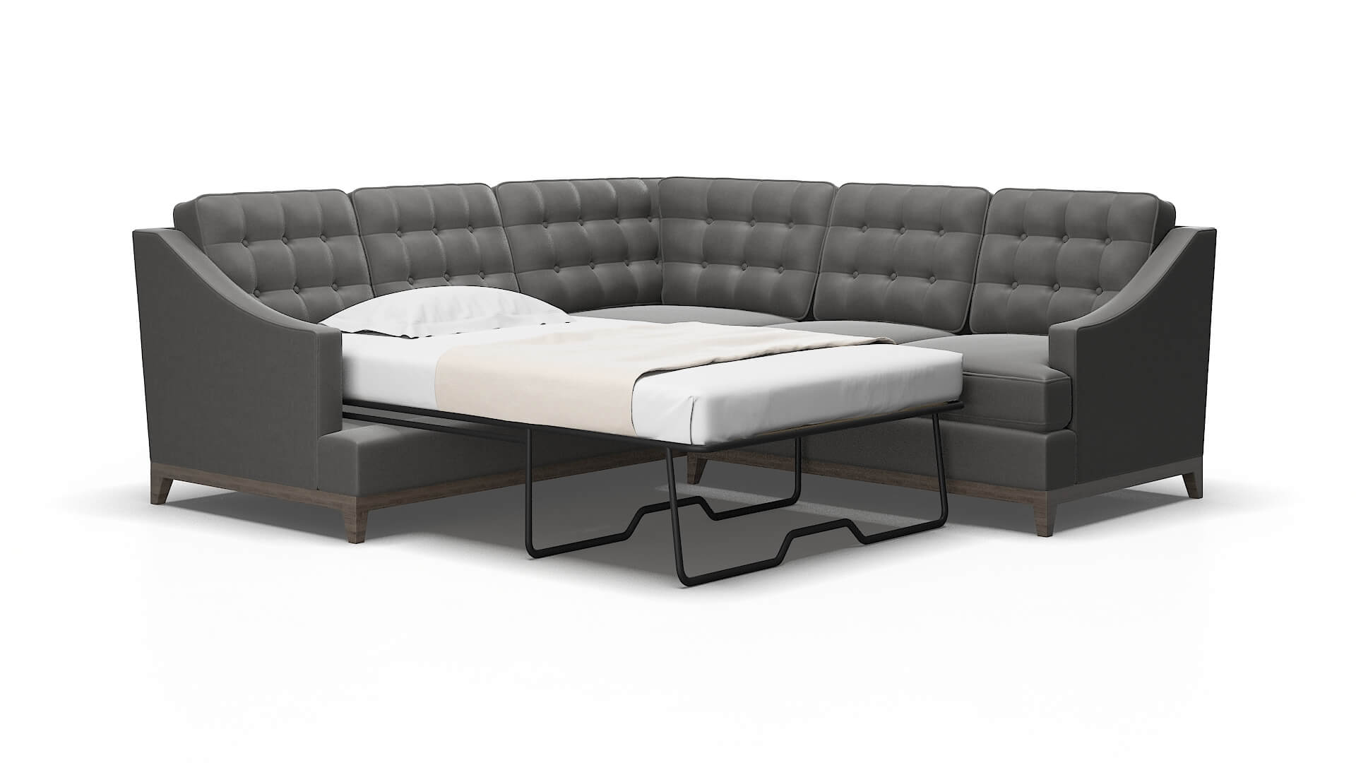Geneva Rocket Charcoal Sectional Sleeper Espresso legs 2