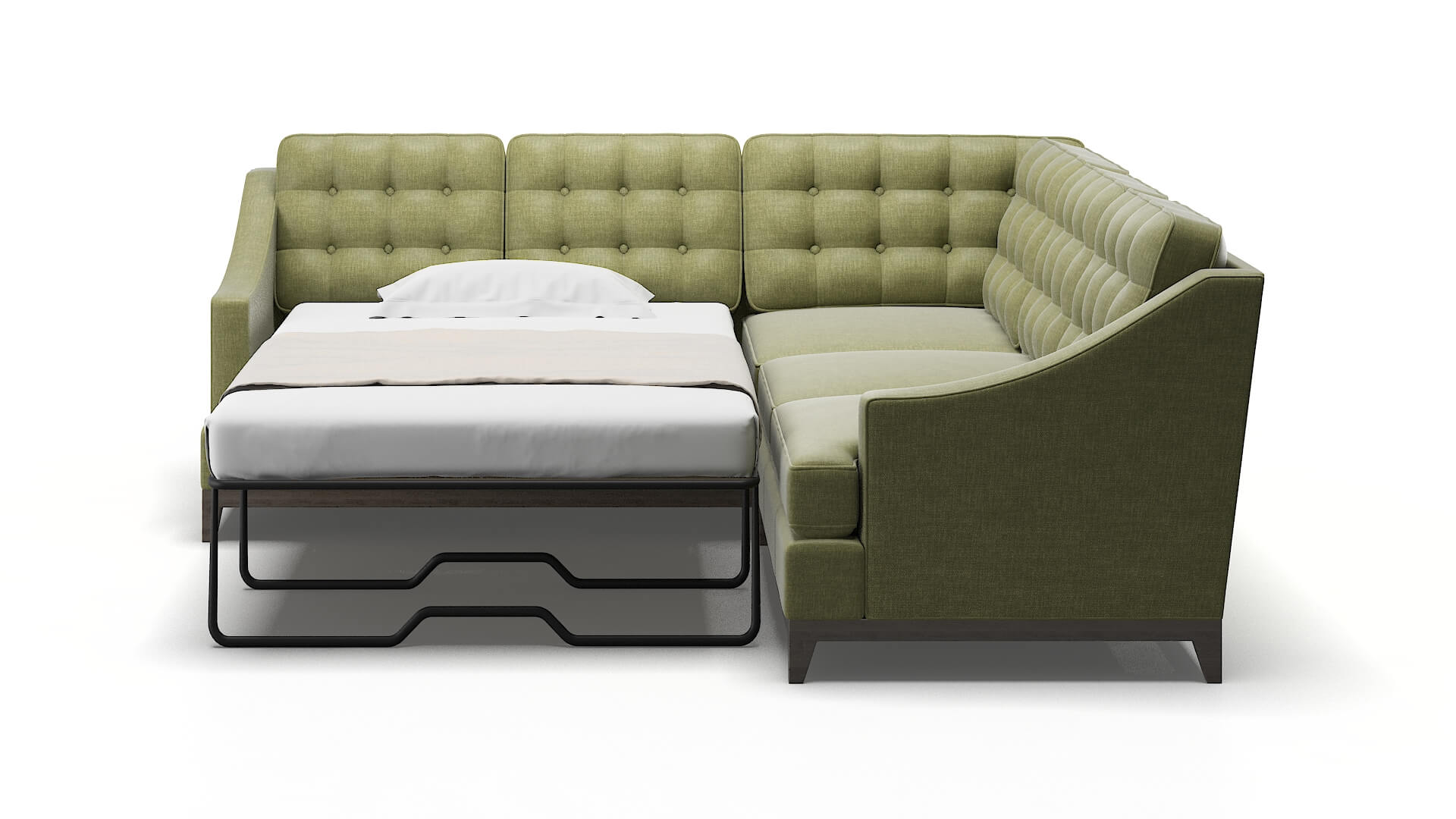 Geneva Rocket Evergreen Sectional Sleeper Espresso legs 1