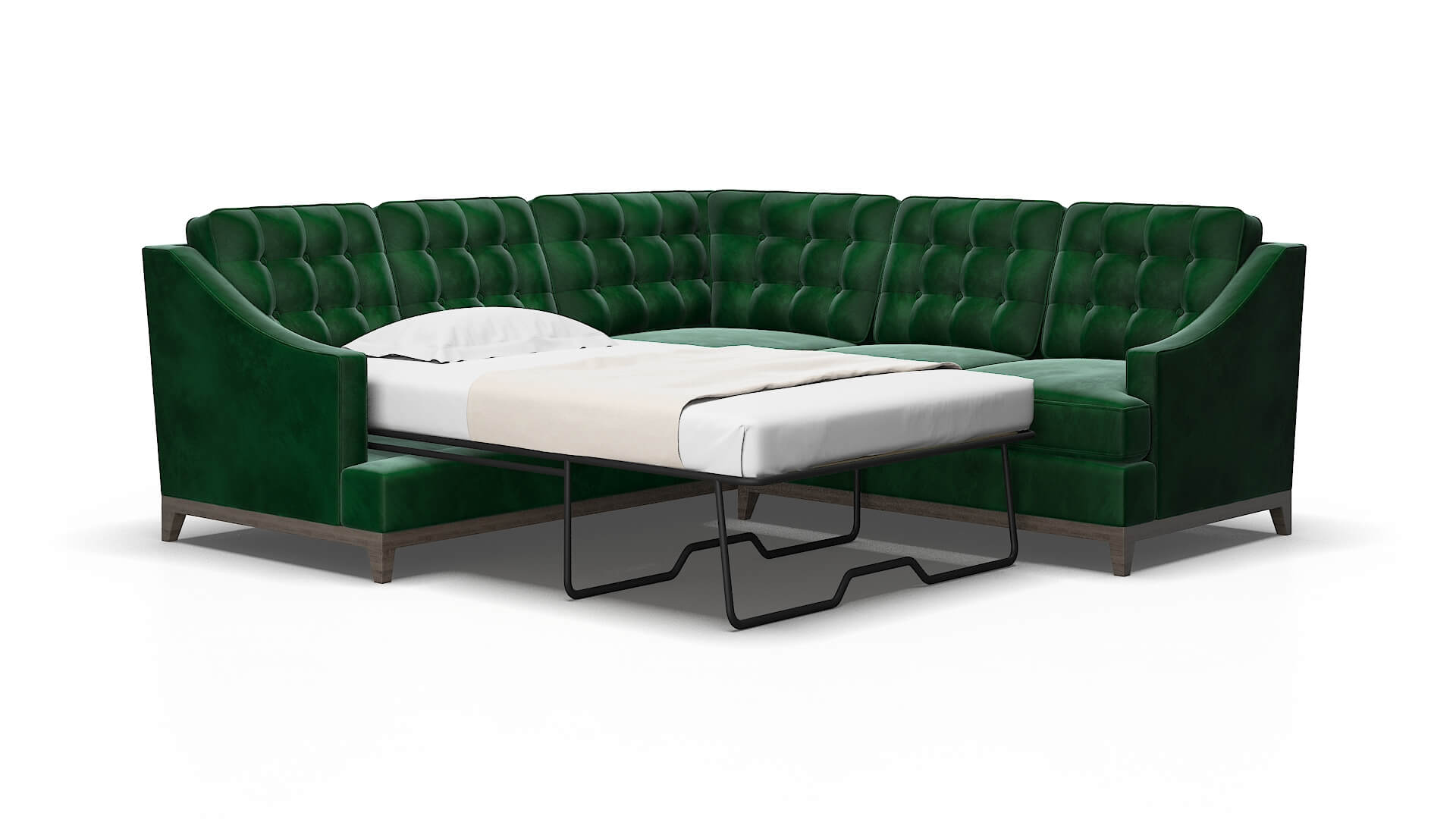 Geneva Royale evergreen Sectional sleeper Espresso Legs  2