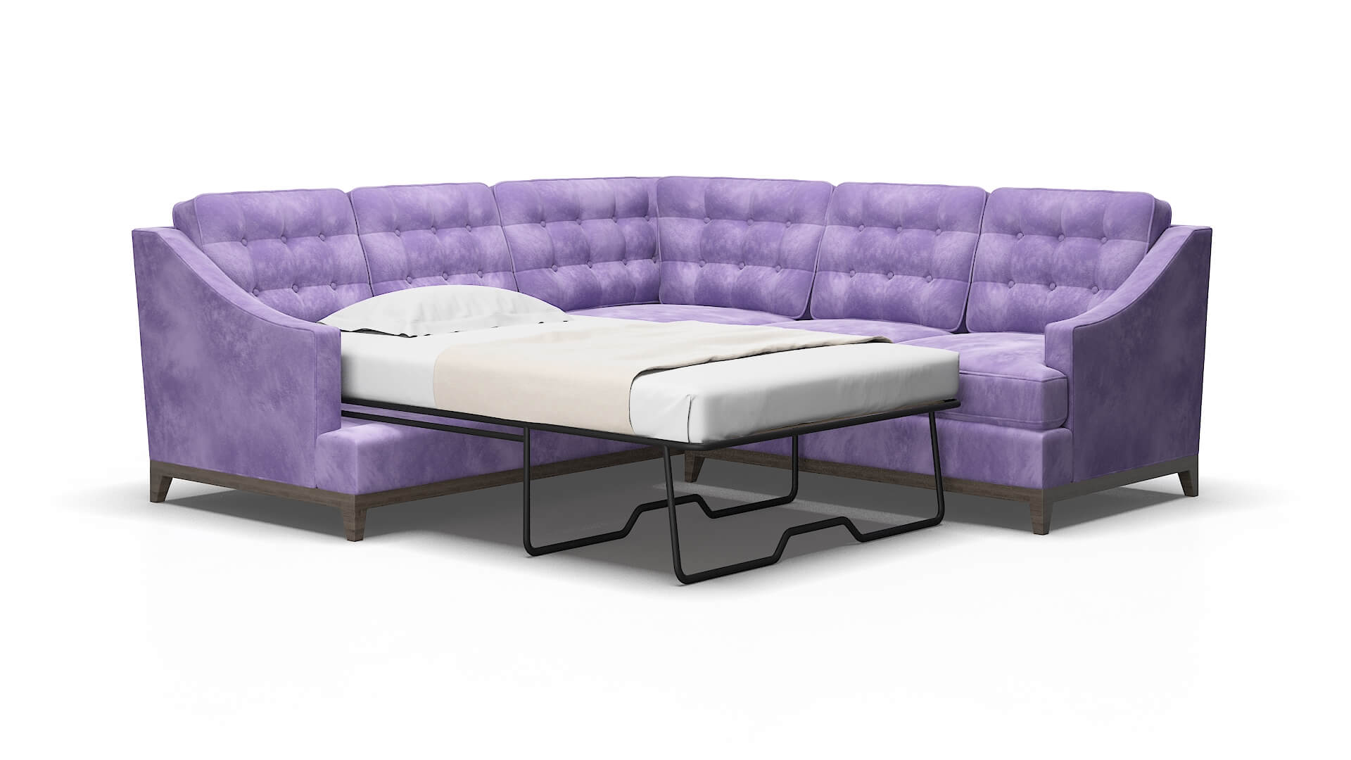Geneva Royale lavender Sectional sleeper Espresso Legs  2
