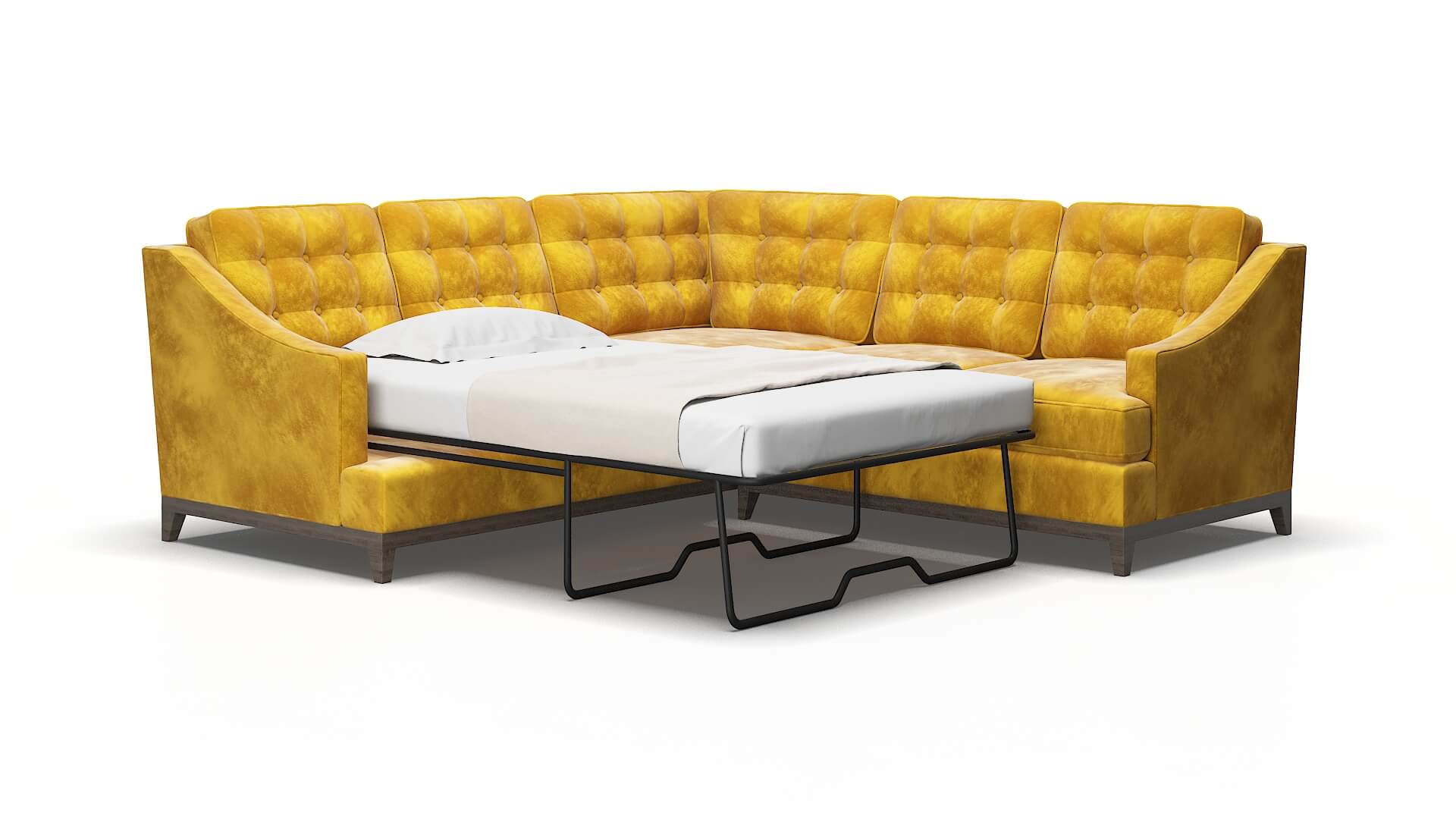 Geneva Royale marigold Sectional sleeper Espresso Legs  2