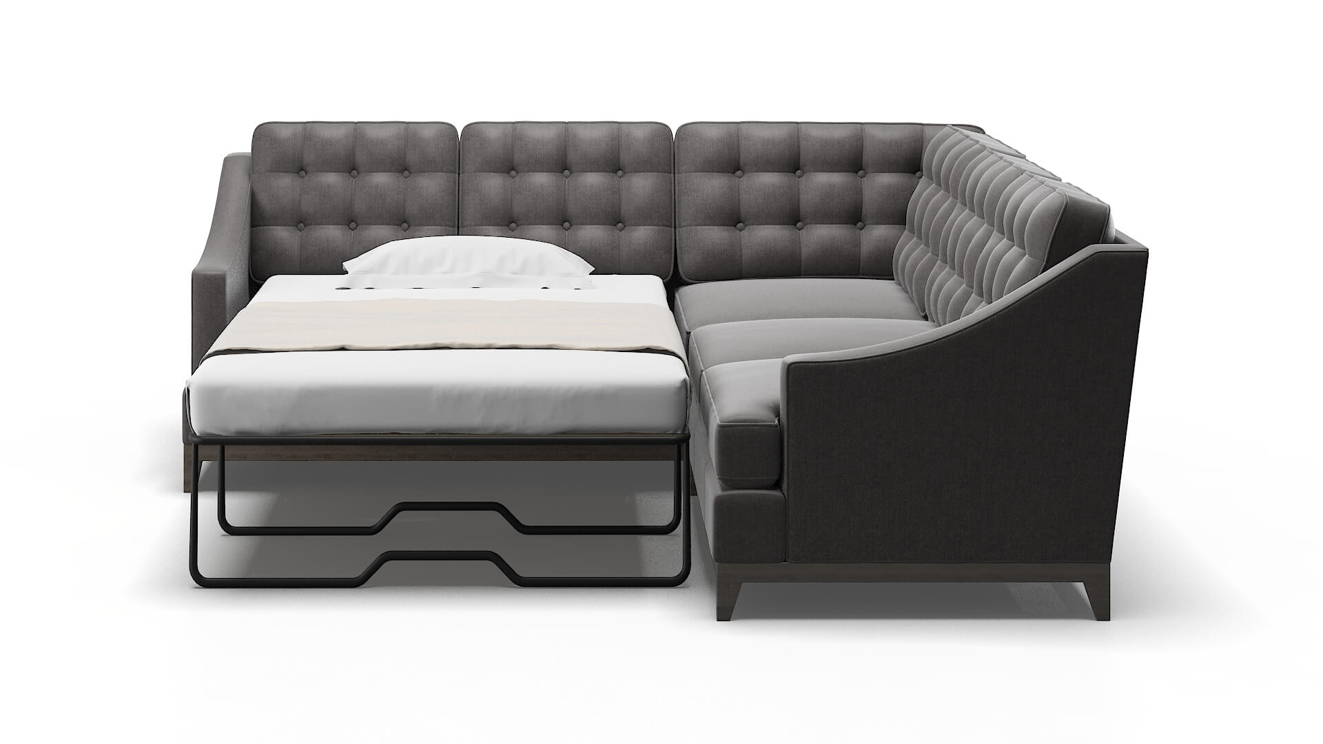 Geneva Sasha Grey Sectional Sleeper Espresso legs 1