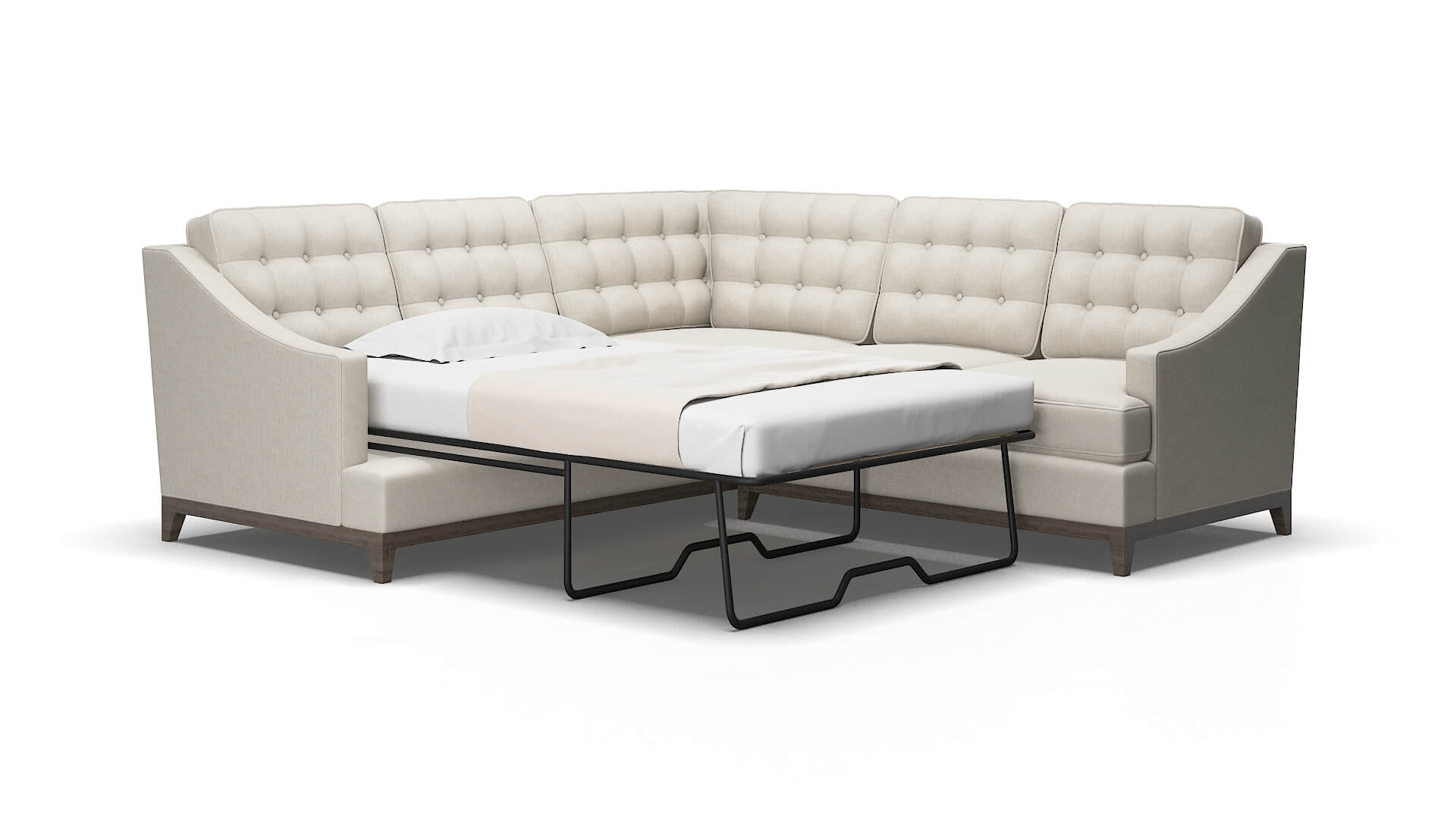 Geneva Sasha Linen Sectional Sleeper espresso legs 2