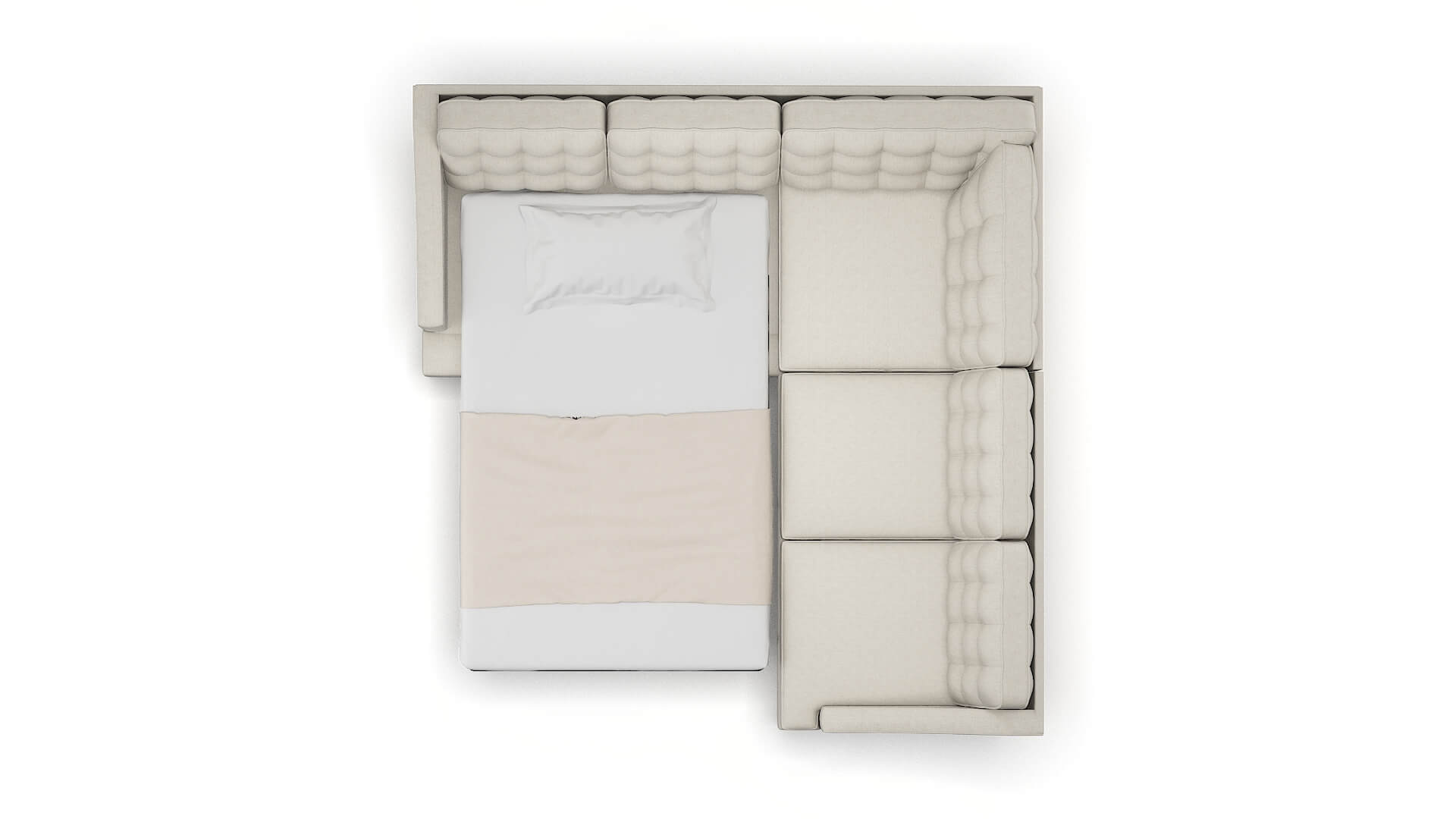 Geneva Sasha Linen Sectional Sleeper Espresso legs 3