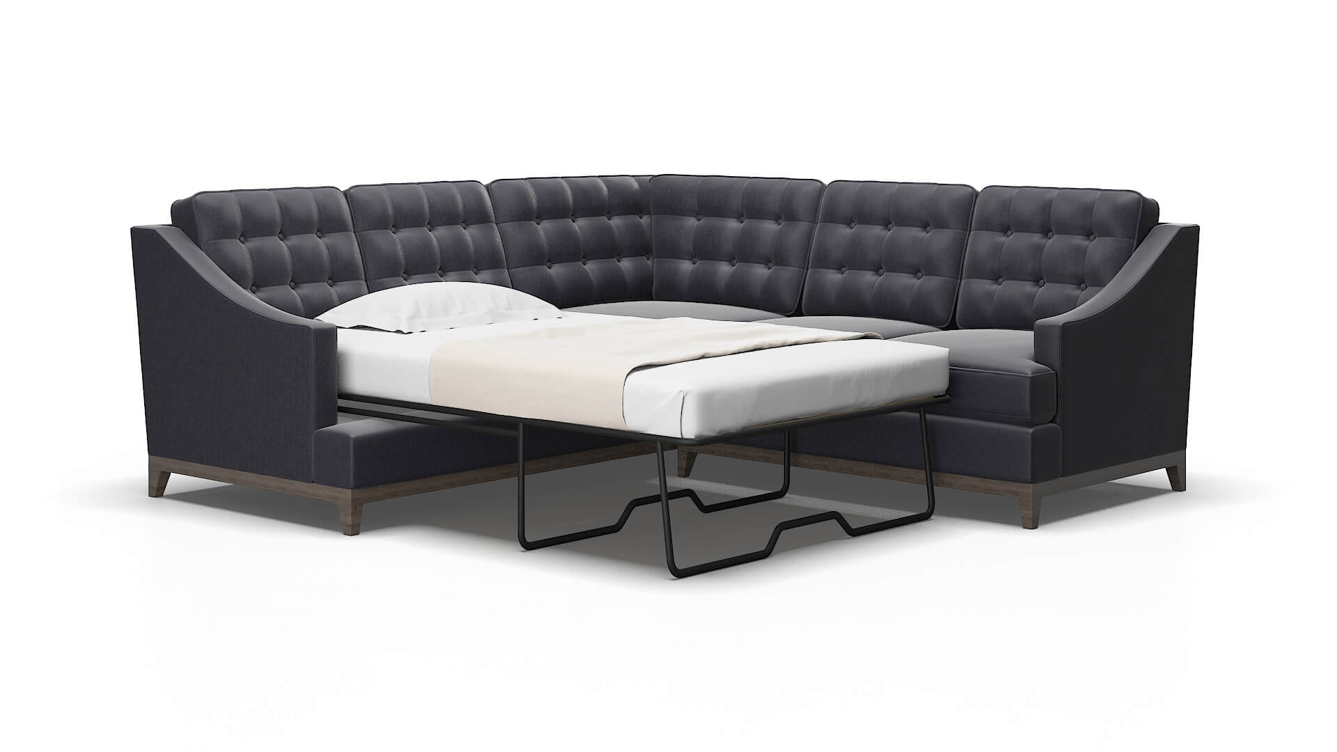 Geneva Sasha navy Sectional sleeper Espresso Legs  2