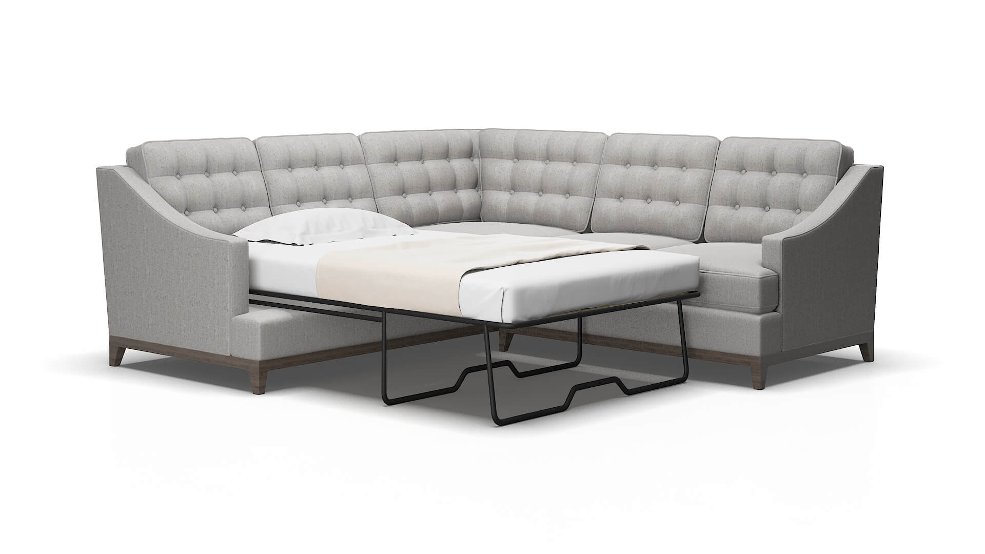 Geneva Sasha Silver Sectional Sleeper Espresso legs 2