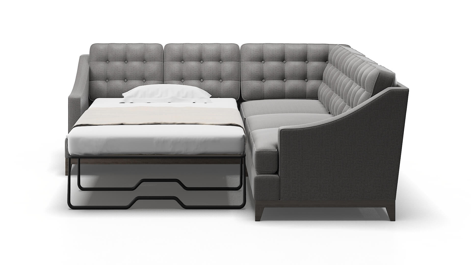 Geneva Terrain Oatmeal Sectional Sleeper Espresso legs 1