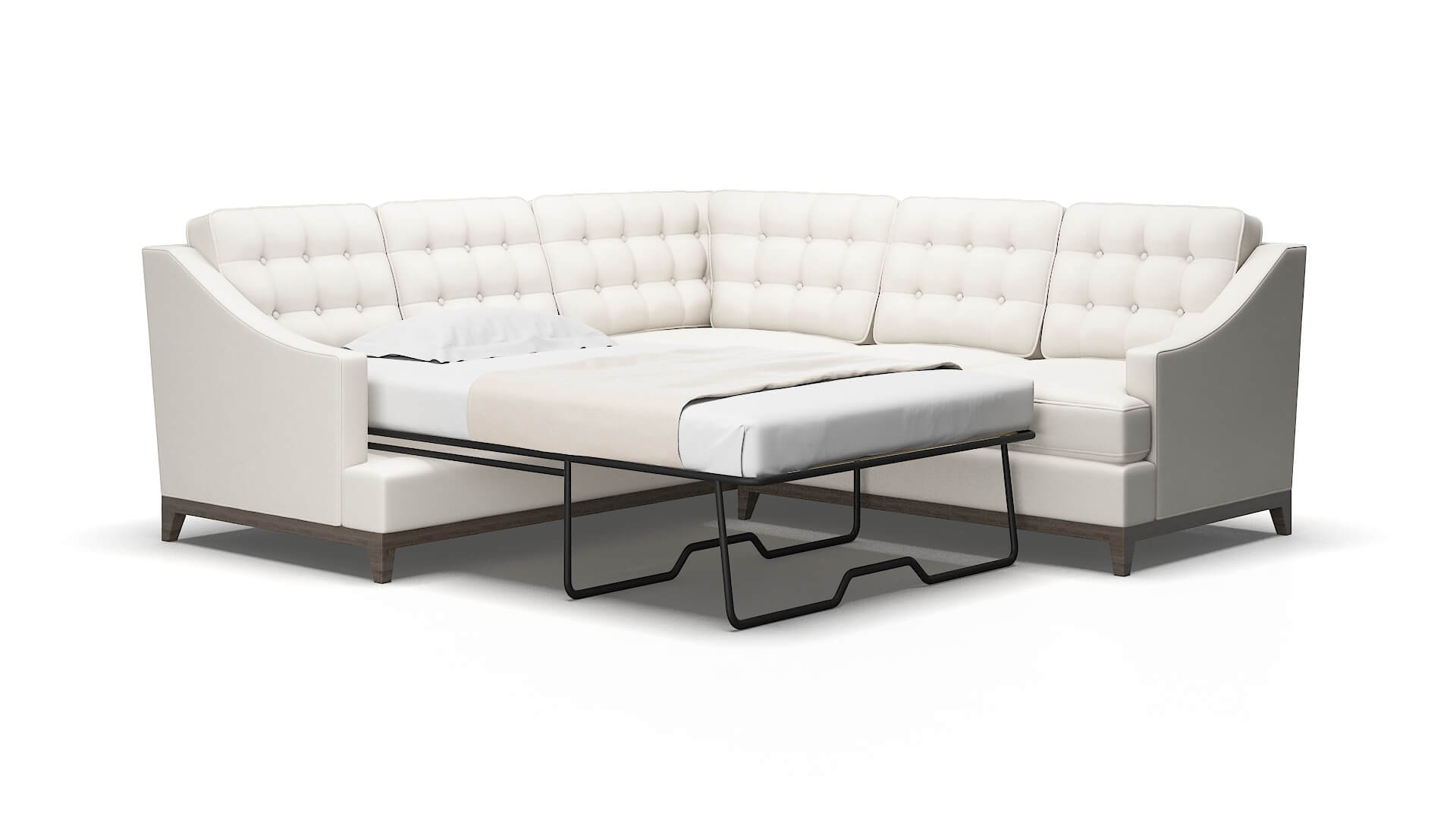Geneva Venice Eggshell Sectional Sleeper Espresso legs 2