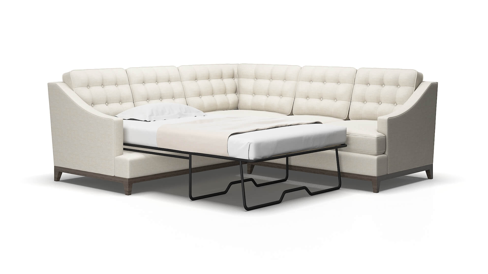Geneva Venus cream Sectional sleeper Espresso Legs  2