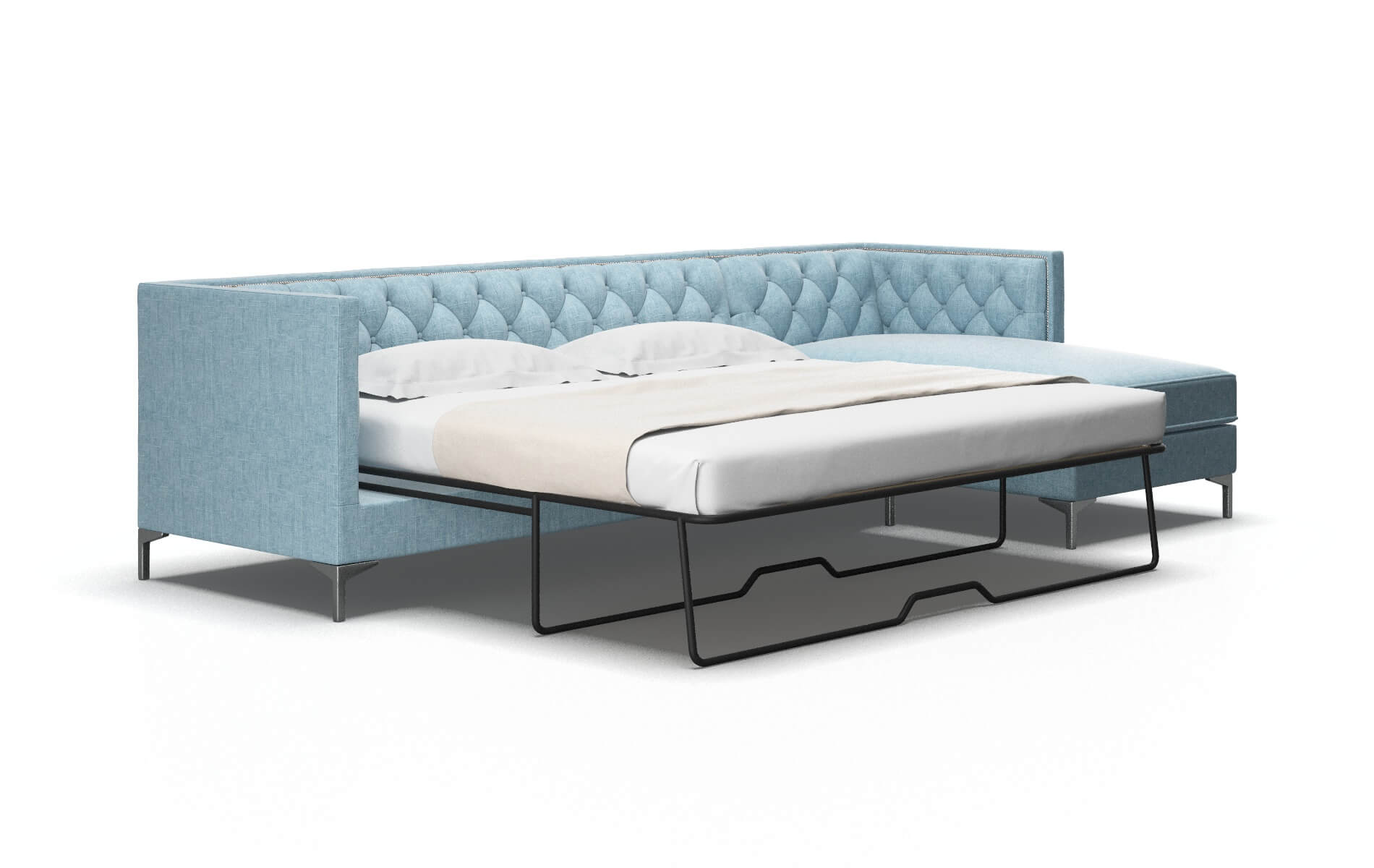 Gosford Atlas Turquoise Panel Sleeper Espresso legs 2