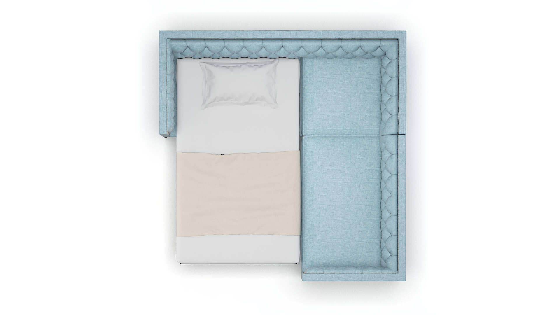 Gosford Atlas Turquoise Sectional Sleeper Espresso legs 3