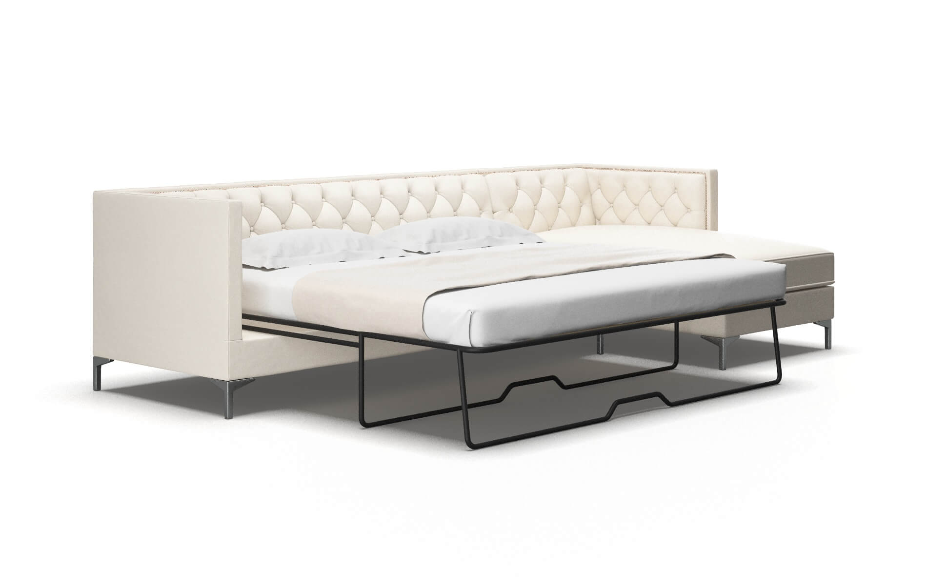Gosford Blanche Milky Panel Sleeper Espresso legs 2