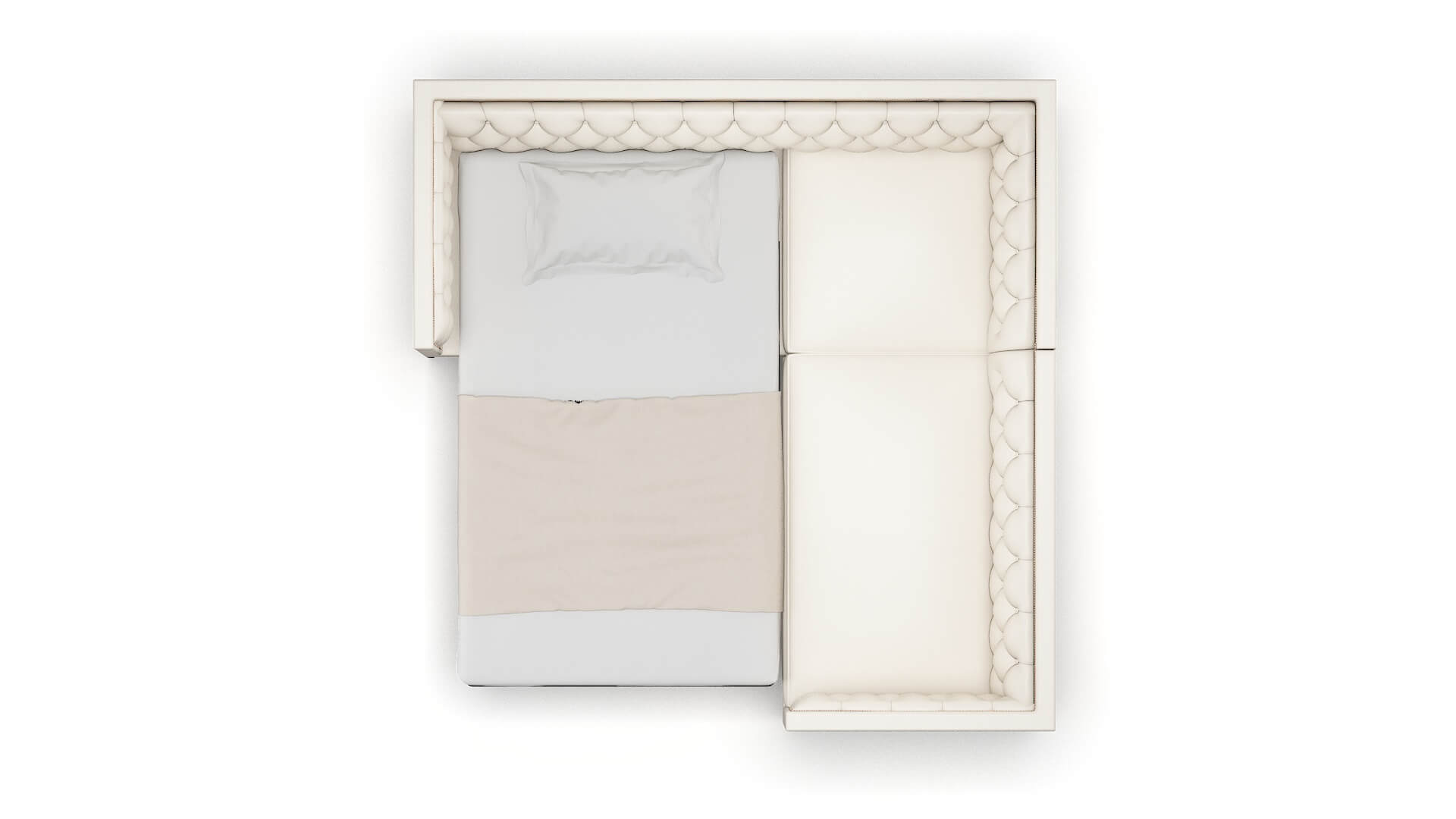 Gosford Blanche Milky Sectional Sleeper Espresso legs 3