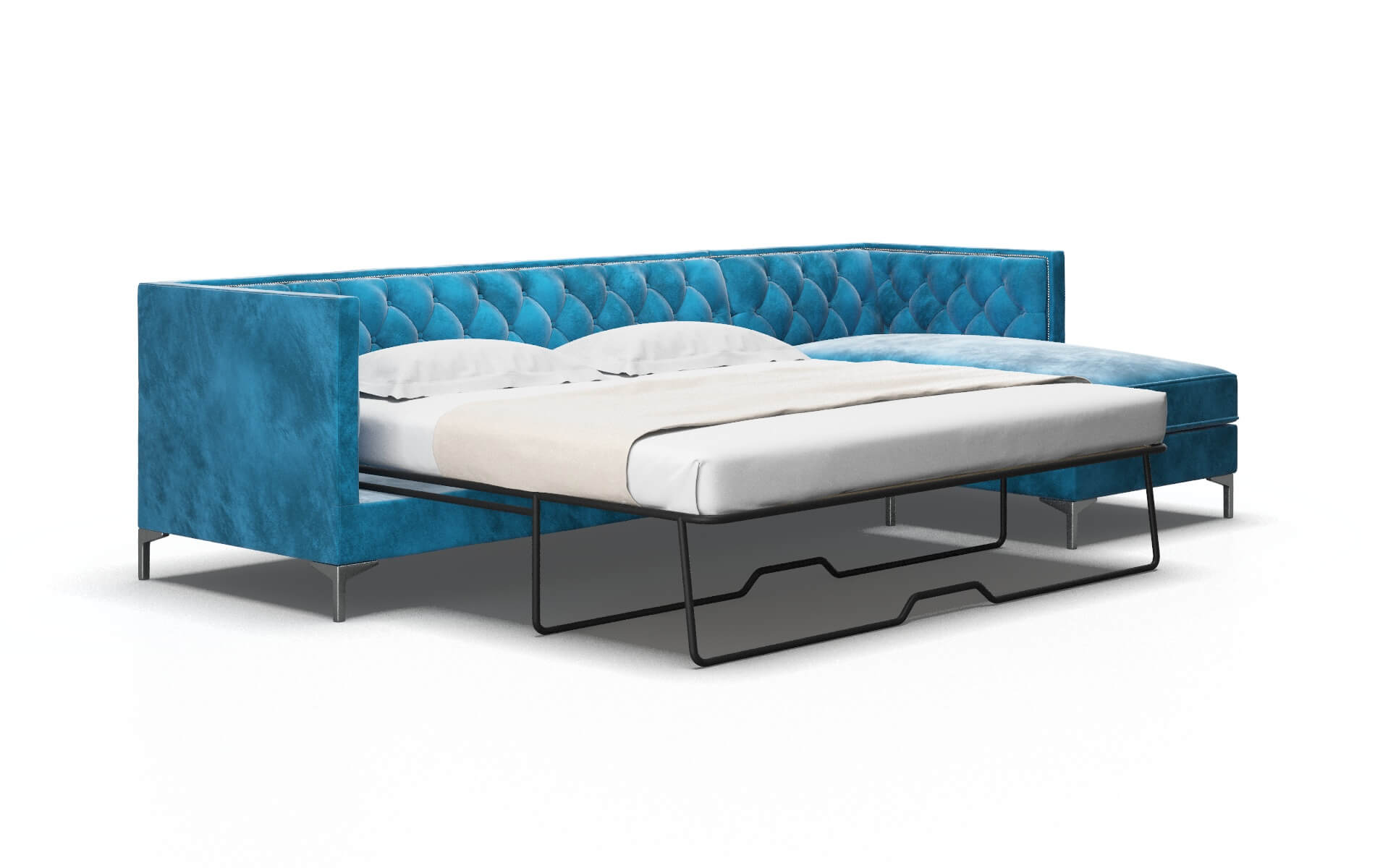 Gosford Buzz Teal Panel Sleeper Espresso legs 2