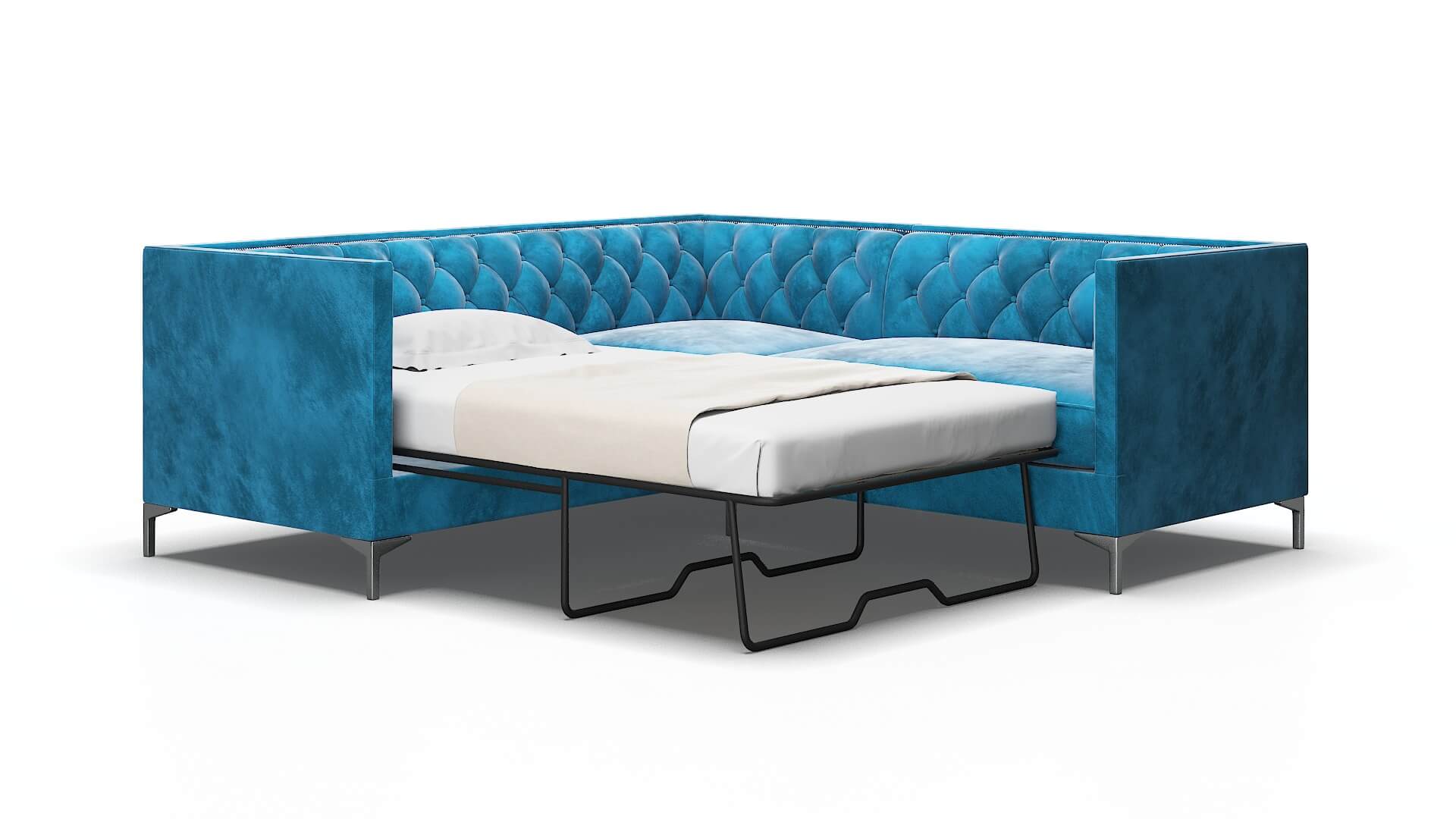 Gosford Buzz Teal Sectional Sleeper Espresso legs 2