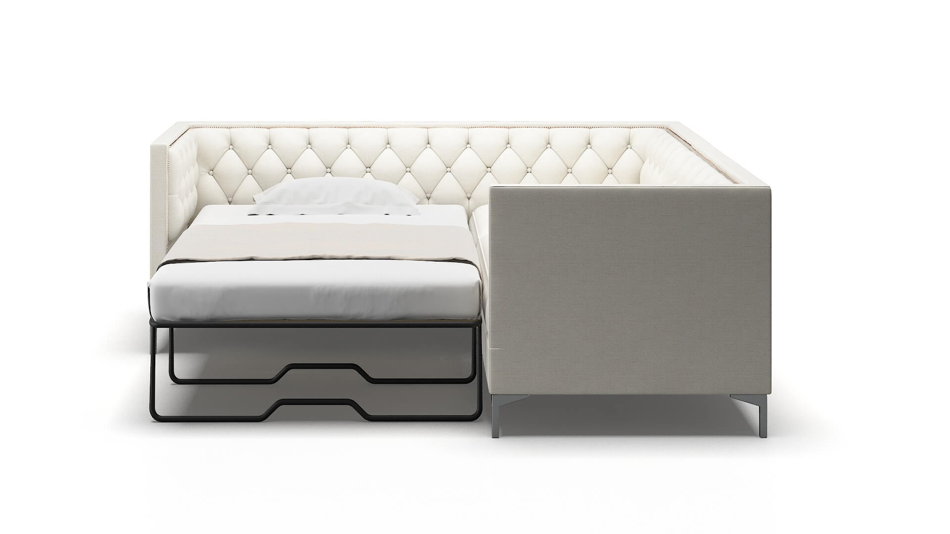 Gosford Catalina Ivory Sectional Sleeper Espresso legs 1