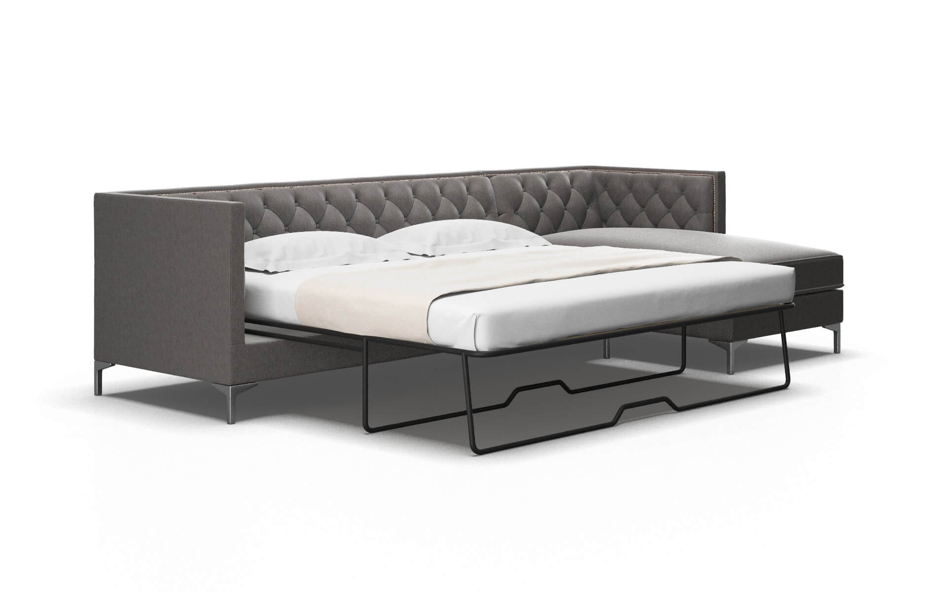 Gosford Cosmo Charcoal Panel Sleeper Espresso legs 2