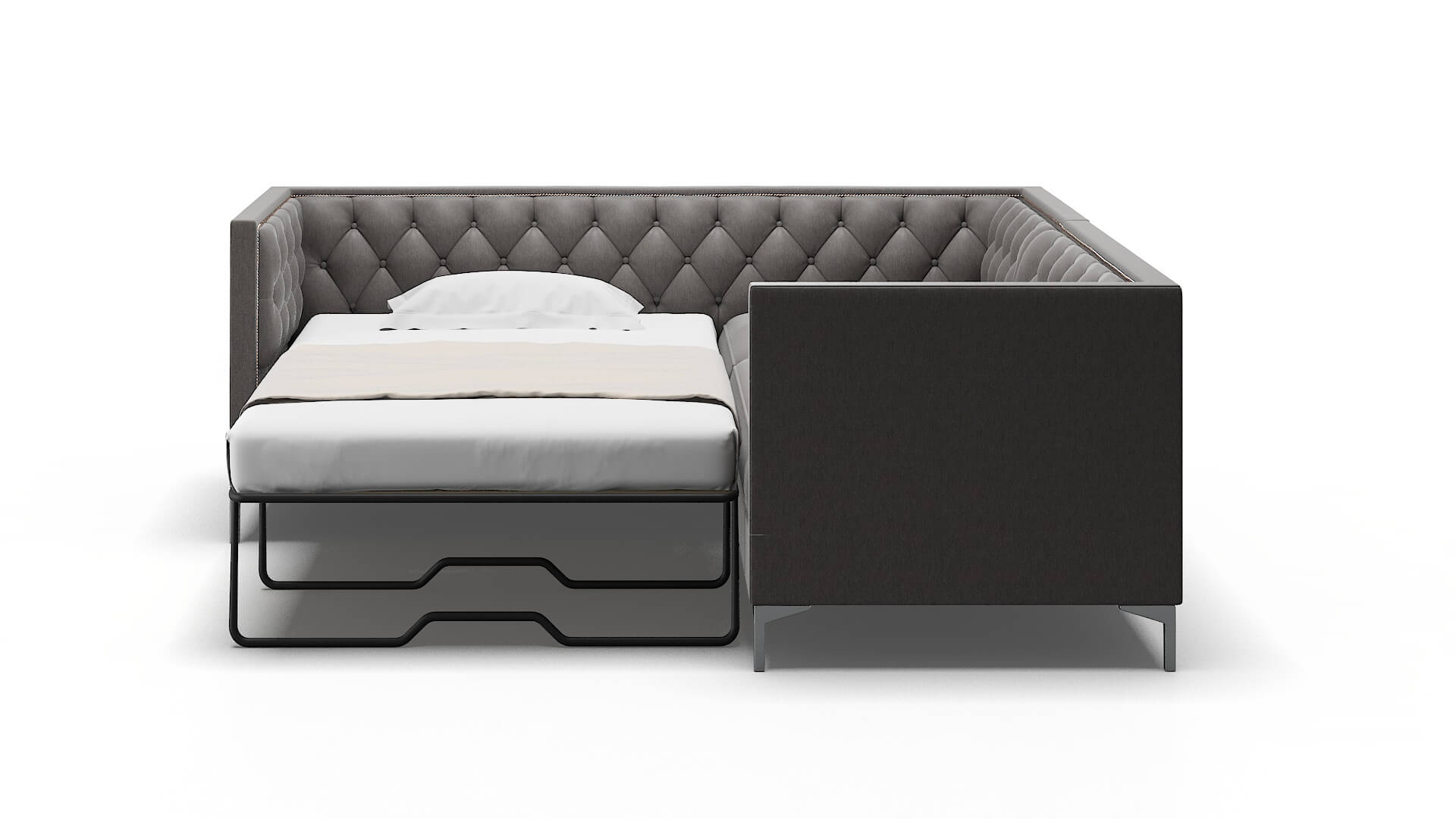 Gosford Cosmo Charcoal Sectional Sleeper Espresso legs 1