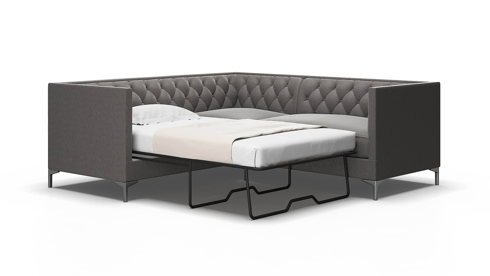 Gosford Cosmo Charcoal Sectional Sleeper Espresso legs 2