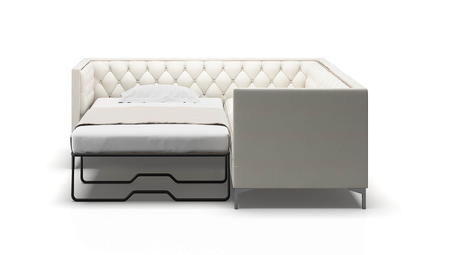 Gosford Cosmo Ivory Sectional Sleeper Espresso legs 1