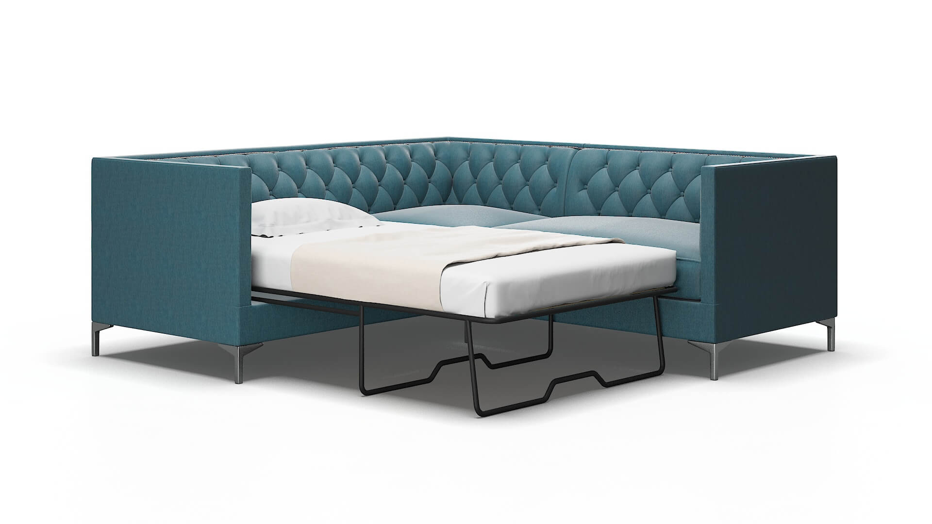 Gosford Hepburn Teal Sectional Sleeper Espresso legs 2