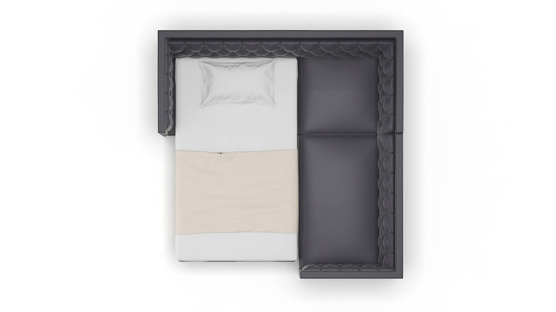 Gosford Parker Charcoal Sectional Sleeper Espresso legs 3