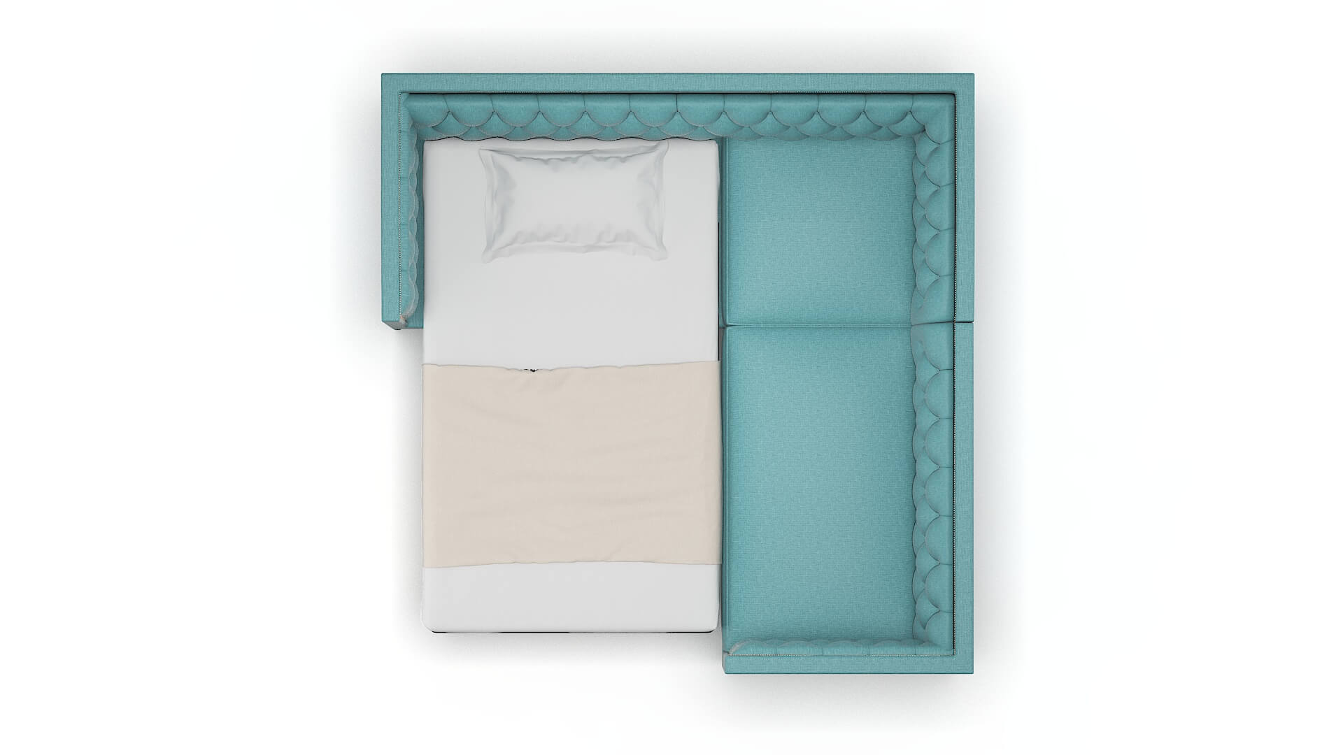 Gosford Parker Turquoise Sectional Sleeper Espresso legs 3