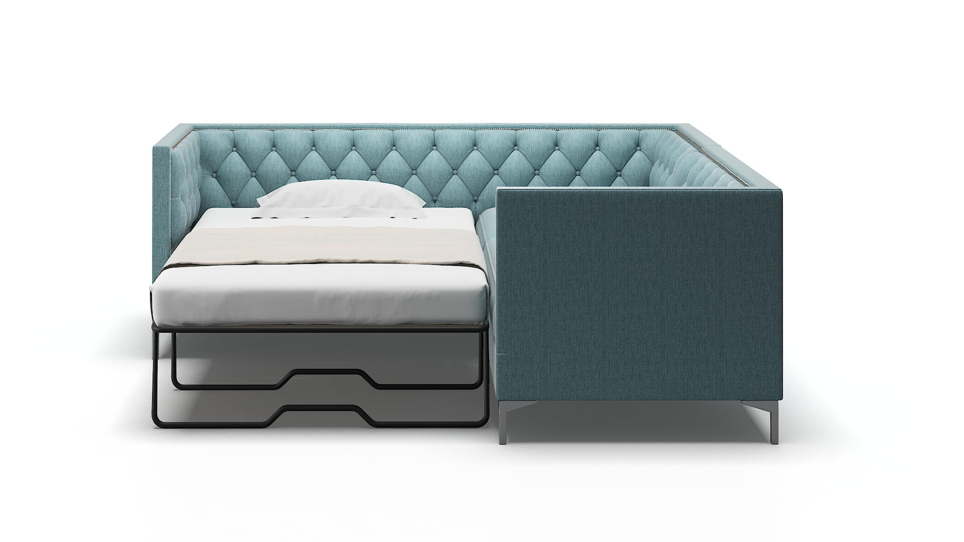 Gosford Sasha Teal Sectional Sleeper Espresso legs 1