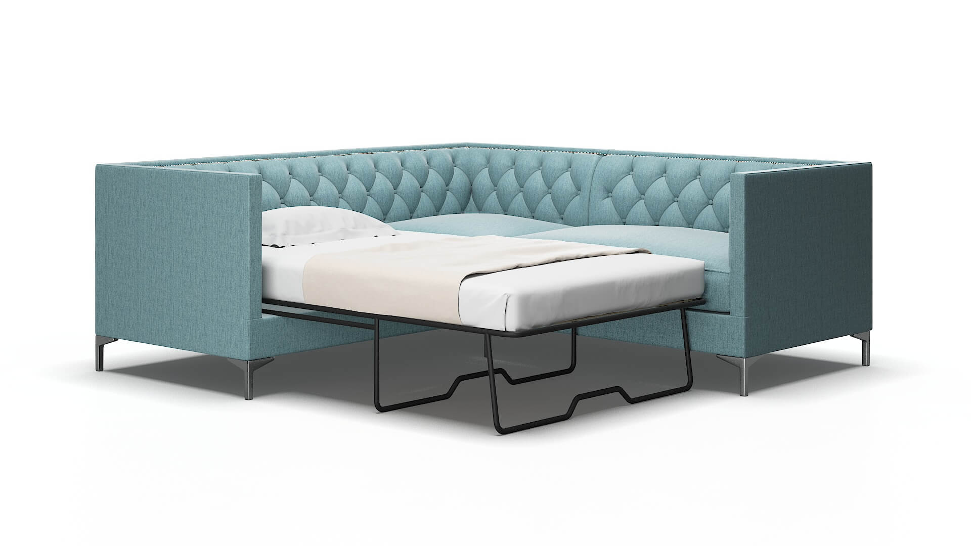 Gosford Sasha Teal Sectional Sleeper Espresso legs 2