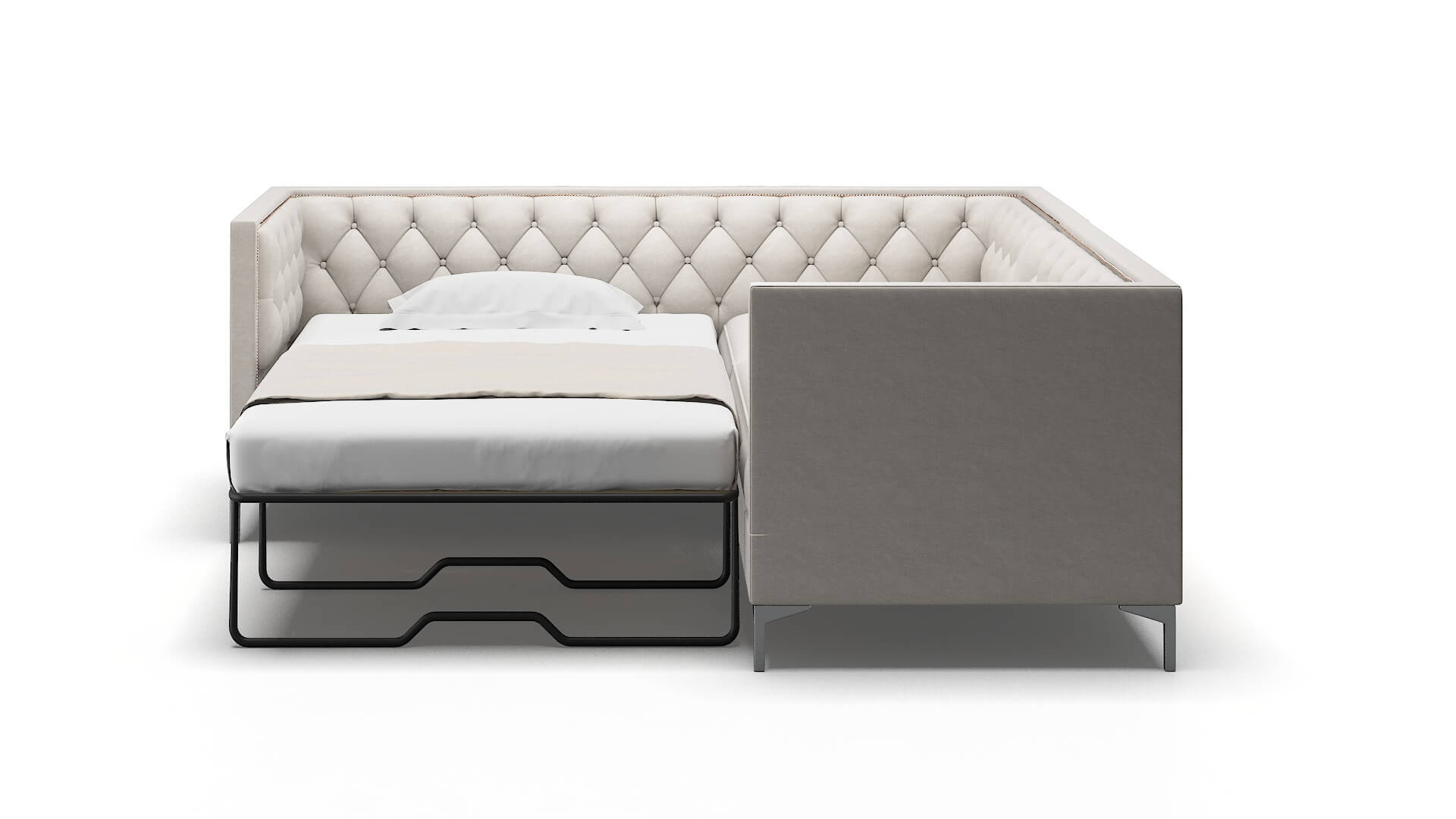 Gosford Suave Dove Sectional Sleeper Espresso legs 1