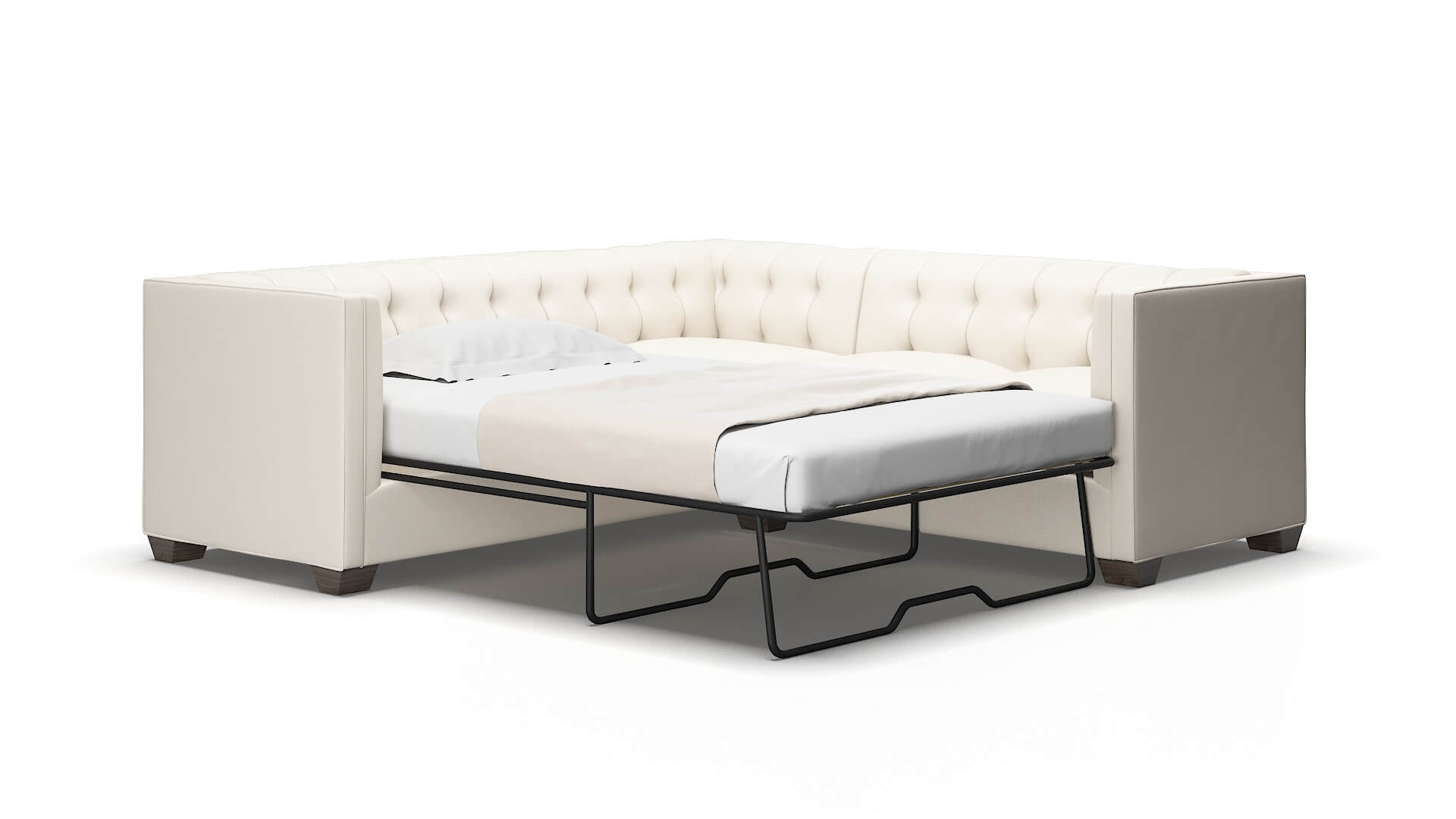 Grant Blanche milky Sectional sleeper Espresso Legs  2