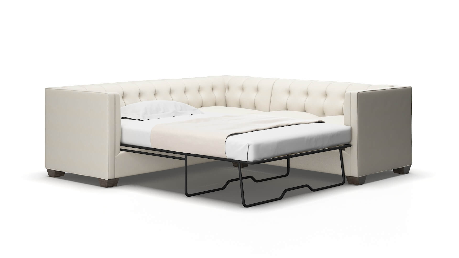 Grant Bungalow ivory Sectional sleeper Espresso Legs  2