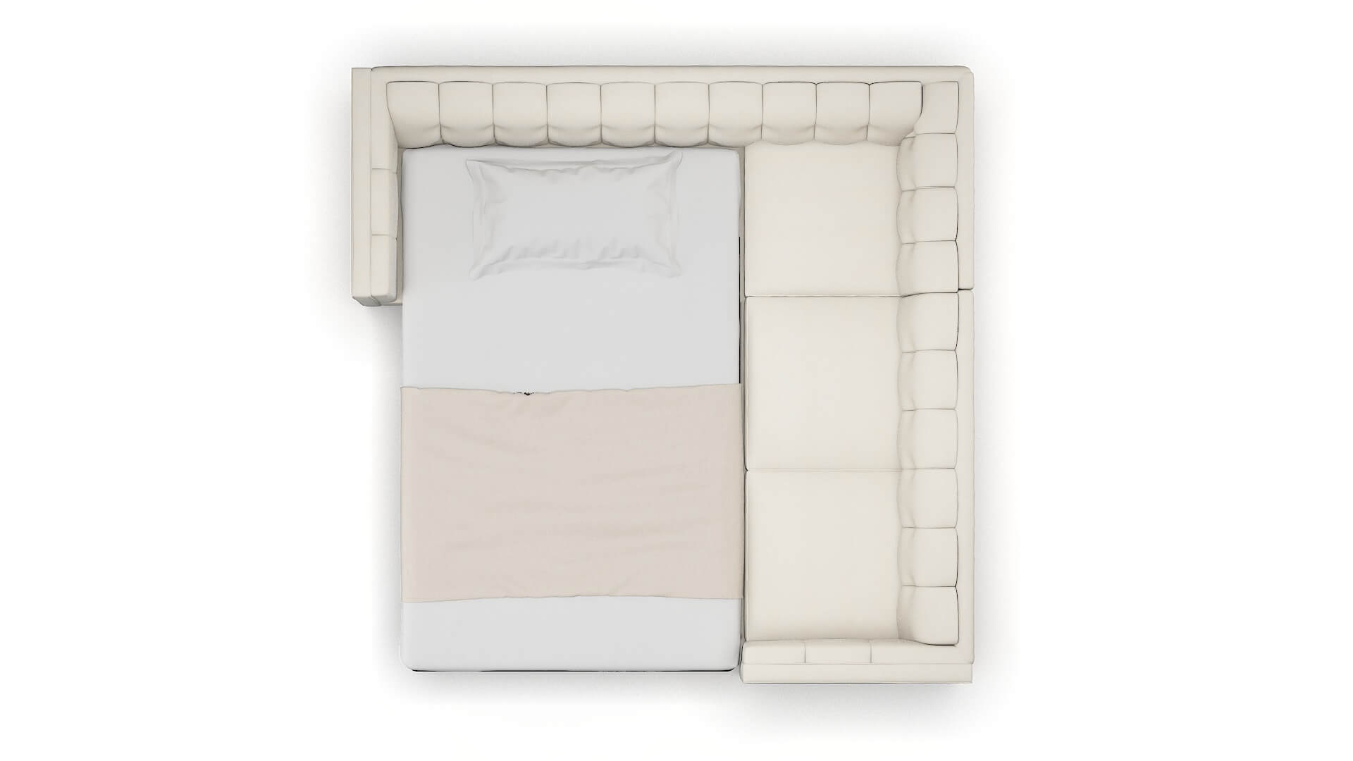 Grant Bungalow Ivory Sectional Sleeper Espresso legs 3