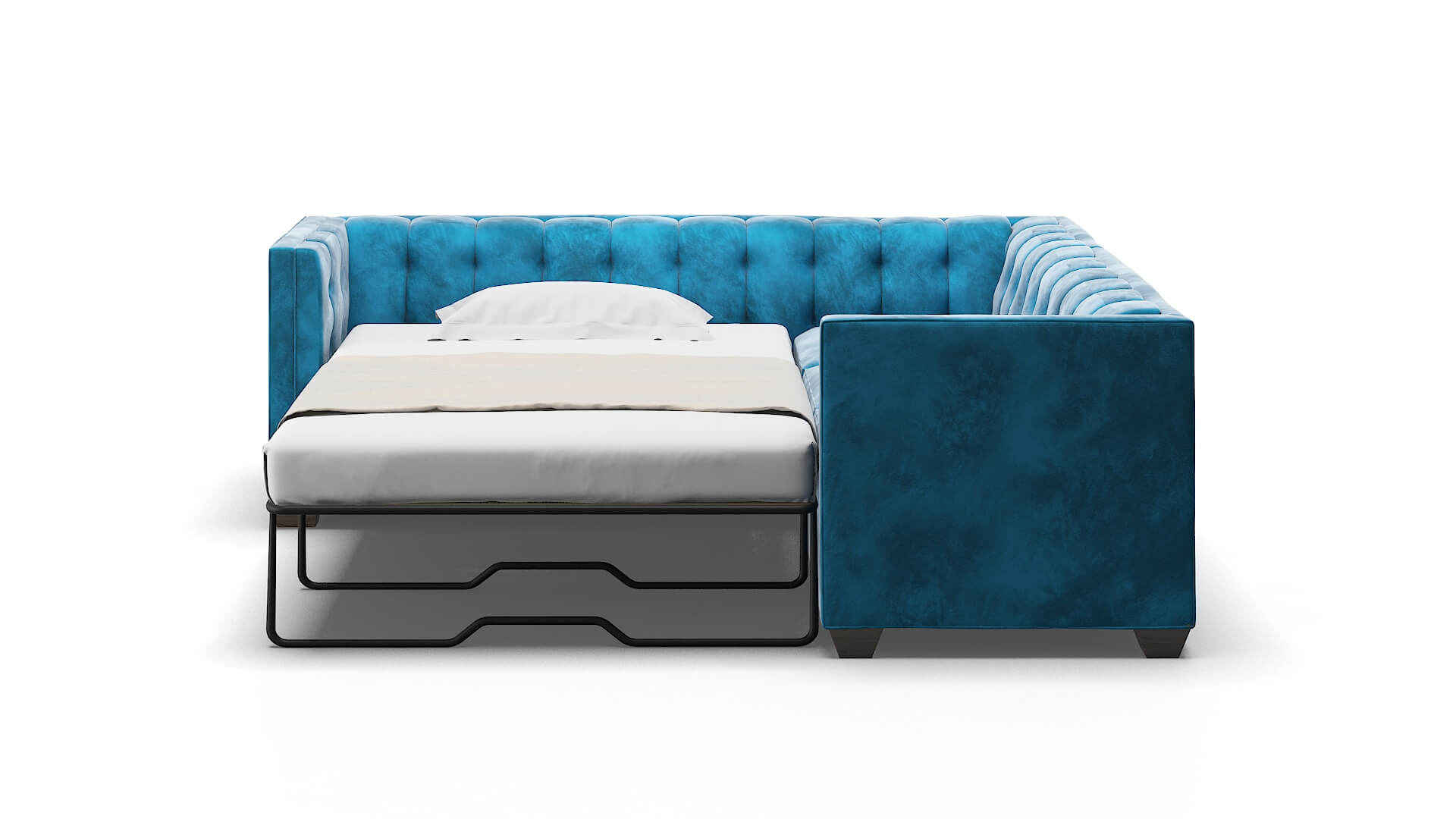 Grant Buzz Teal Sectional Sleeper Espresso legs 1