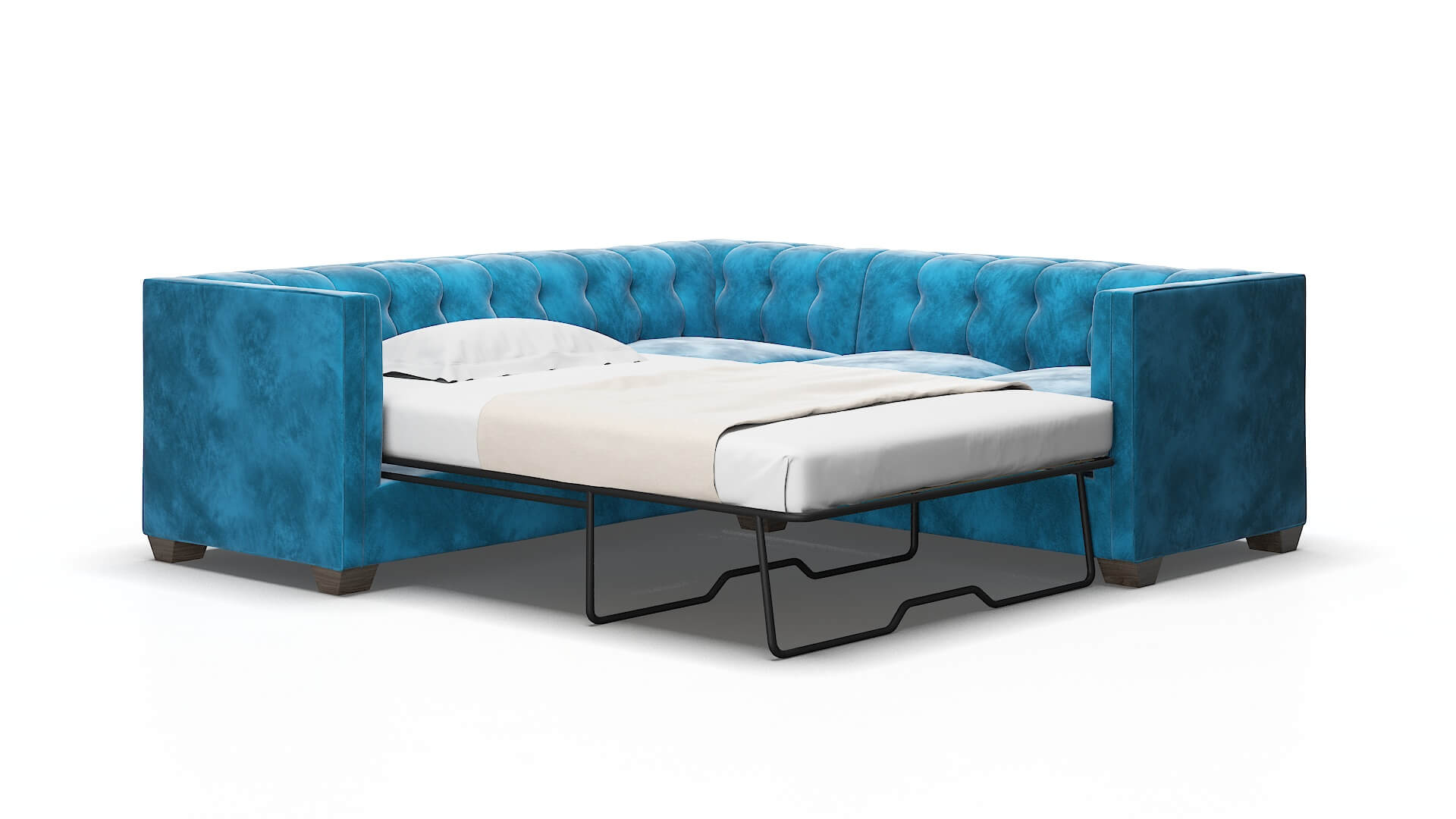 Grant Buzz teal Sectional sleeper Espresso Legs  2