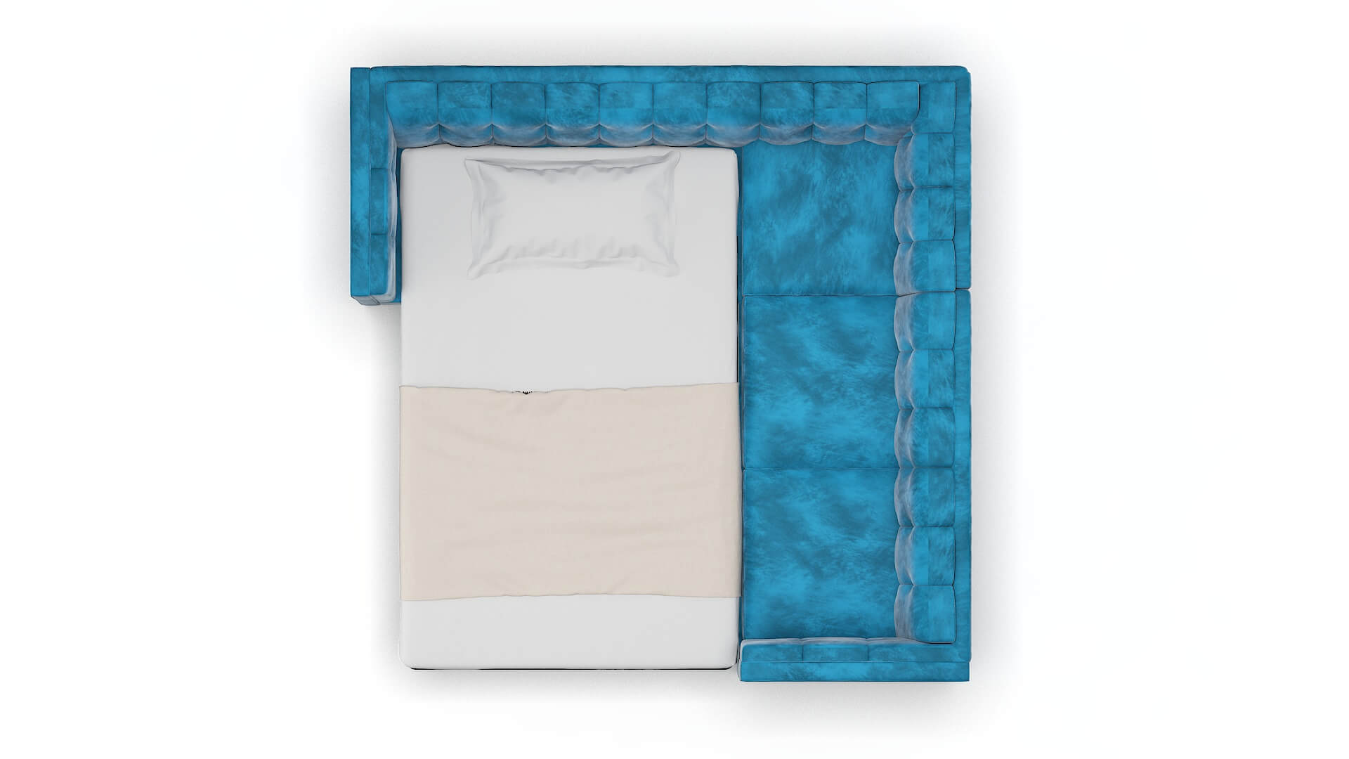 Grant Buzz Teal Sectional Sleeper Espresso legs 3