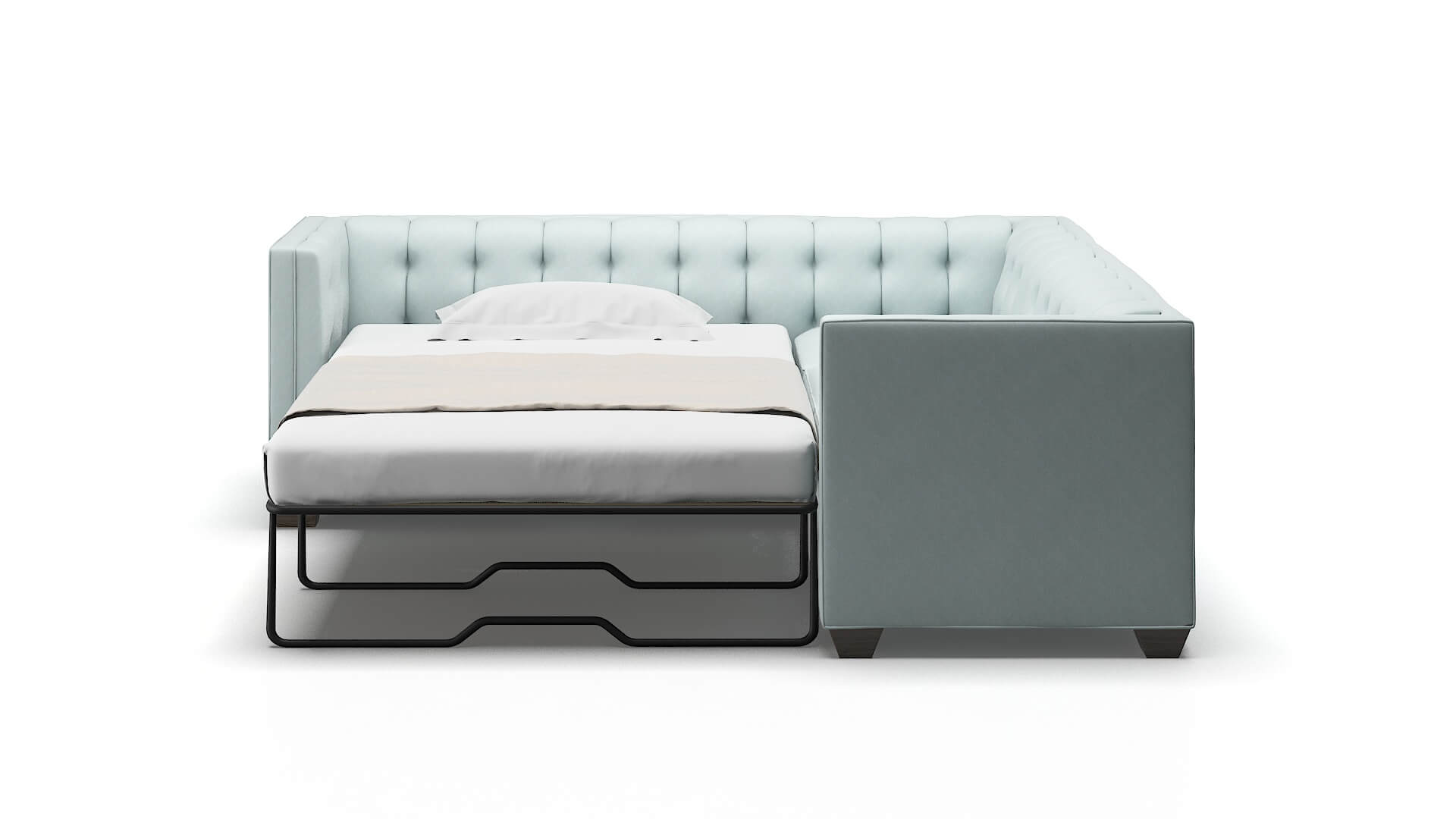 Grant Clyde Cornflower Sectional Sleeper Espresso legs 1