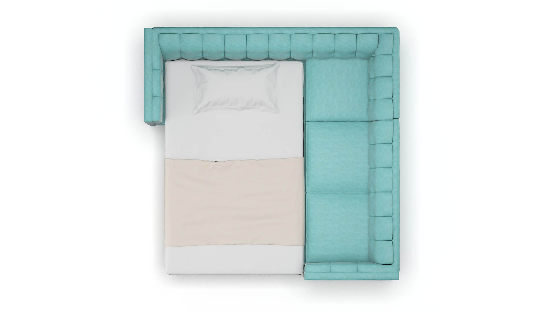 Grant Curious Turquoise Sectional Sleeper Espresso legs 3