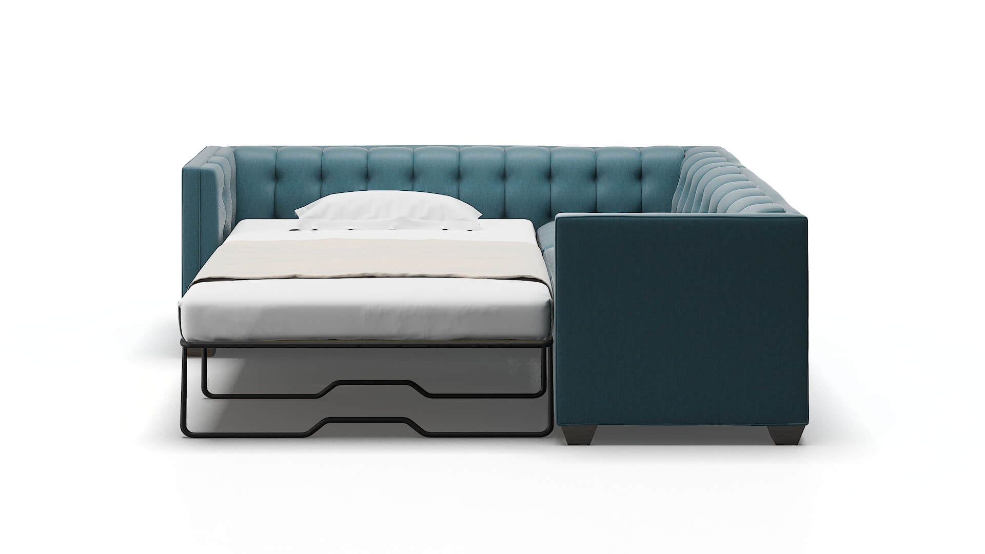 Grant Hepburn Teal Sectional Sleeper Espresso legs 1