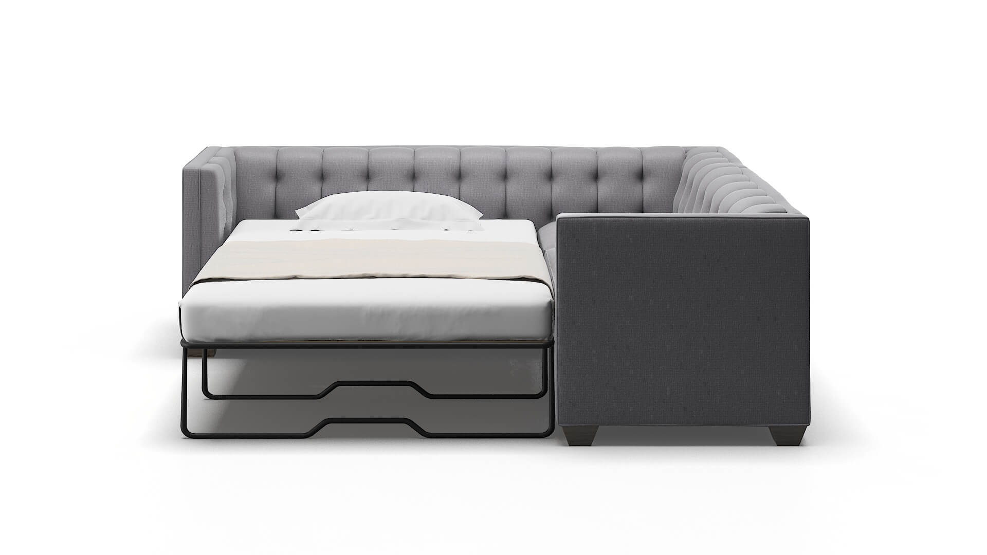 Grant Insight Denim Sectional Sleeper Espresso legs 1